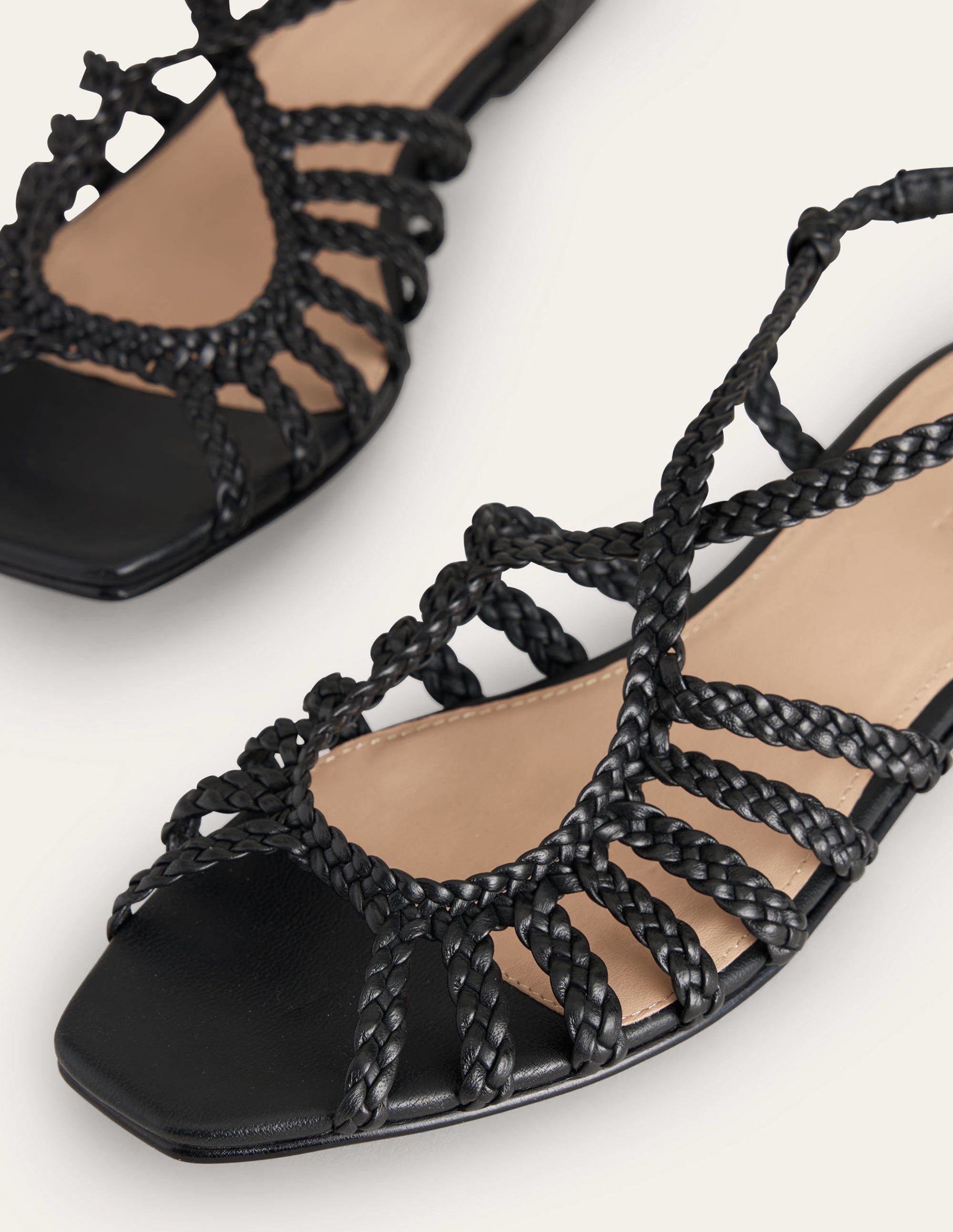 Woven Multistrap Flat Sandals-Black - Image 4