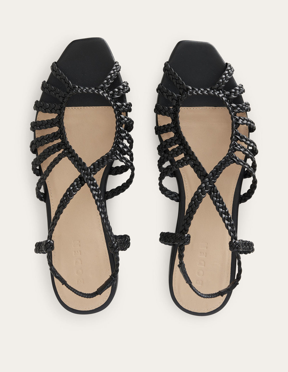 Woven Multistrap Flat Sandals-Black - Image 5
