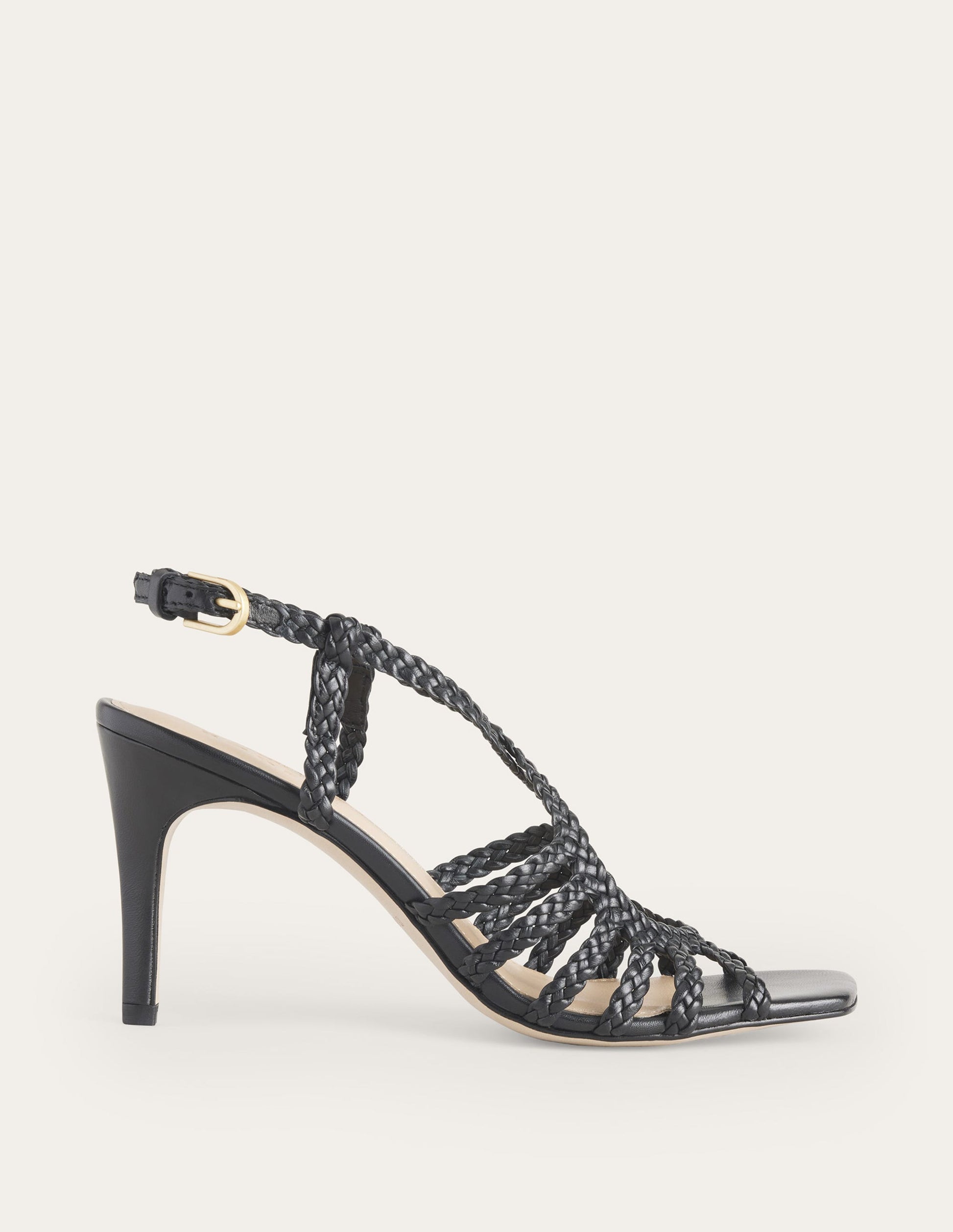 Woven Multistrap Heeled Sandal-Black-2