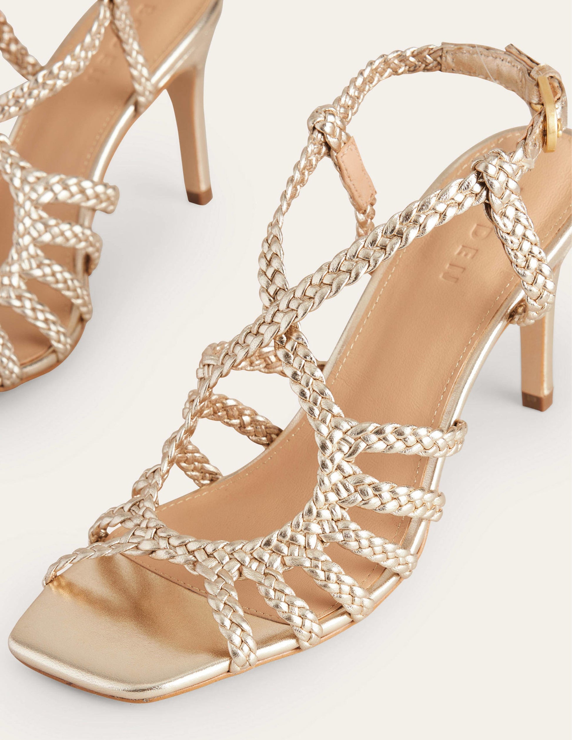 Woven Multistrap Heeled Sandal-Gold-3