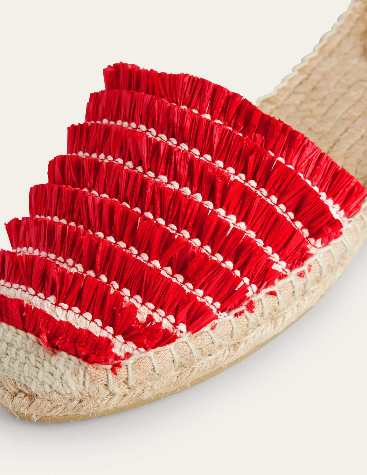 Fringe Detail Flat Espadrilles-Vermillion Red - Image 4