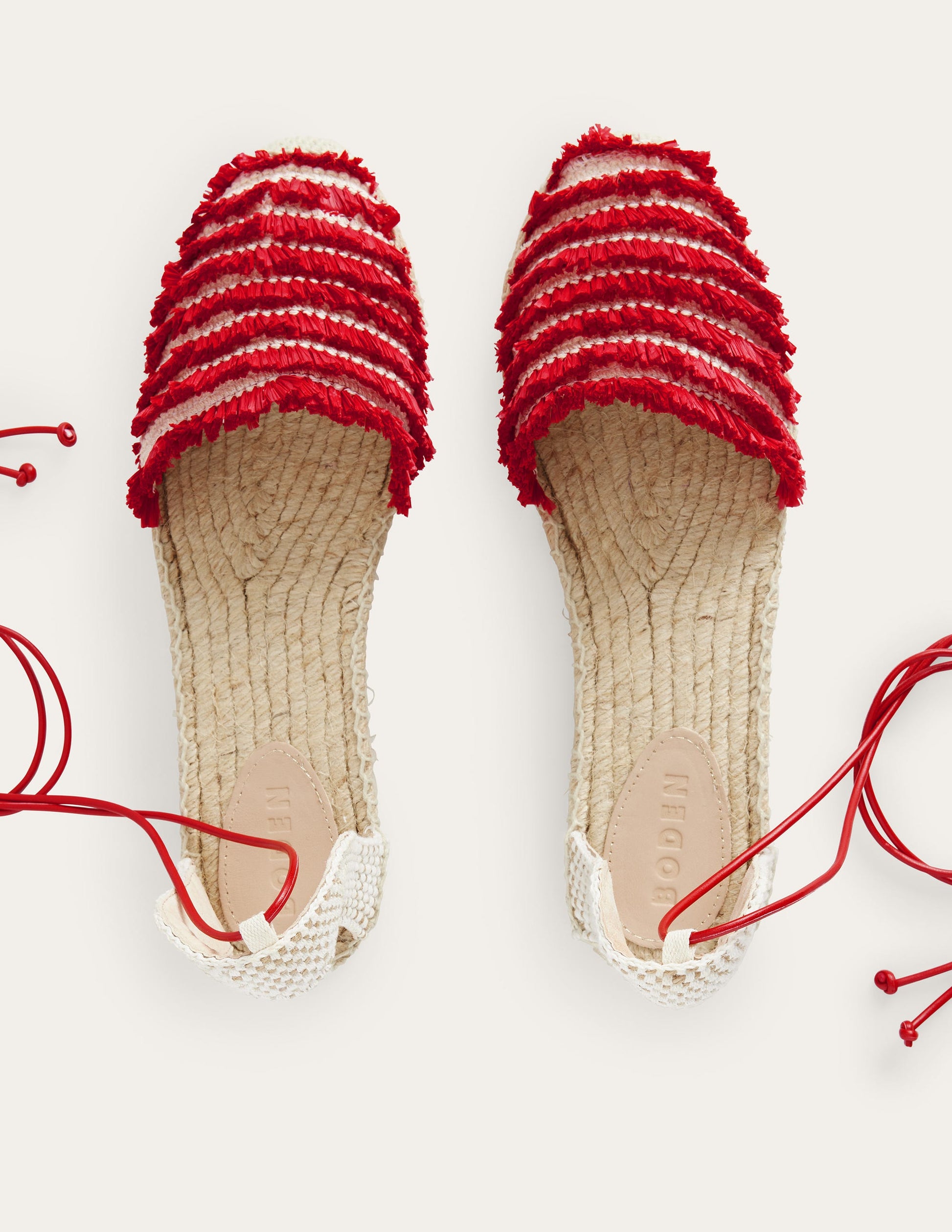 Fringe Detail Flat Espadrilles-Vermillion Red-5