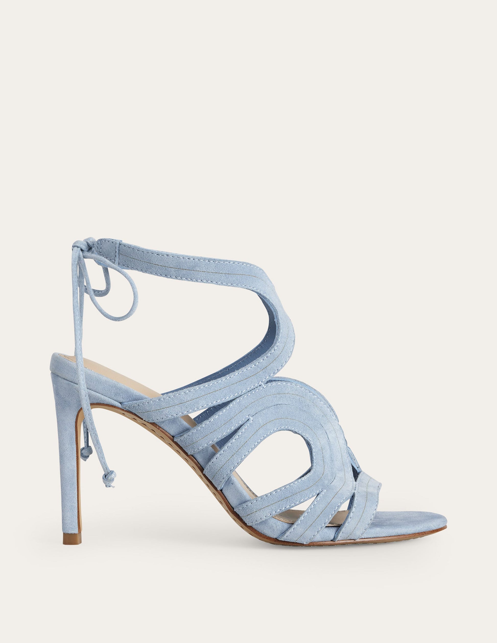 Cut Out Heeled Sandals-Delph Blue Suede-2