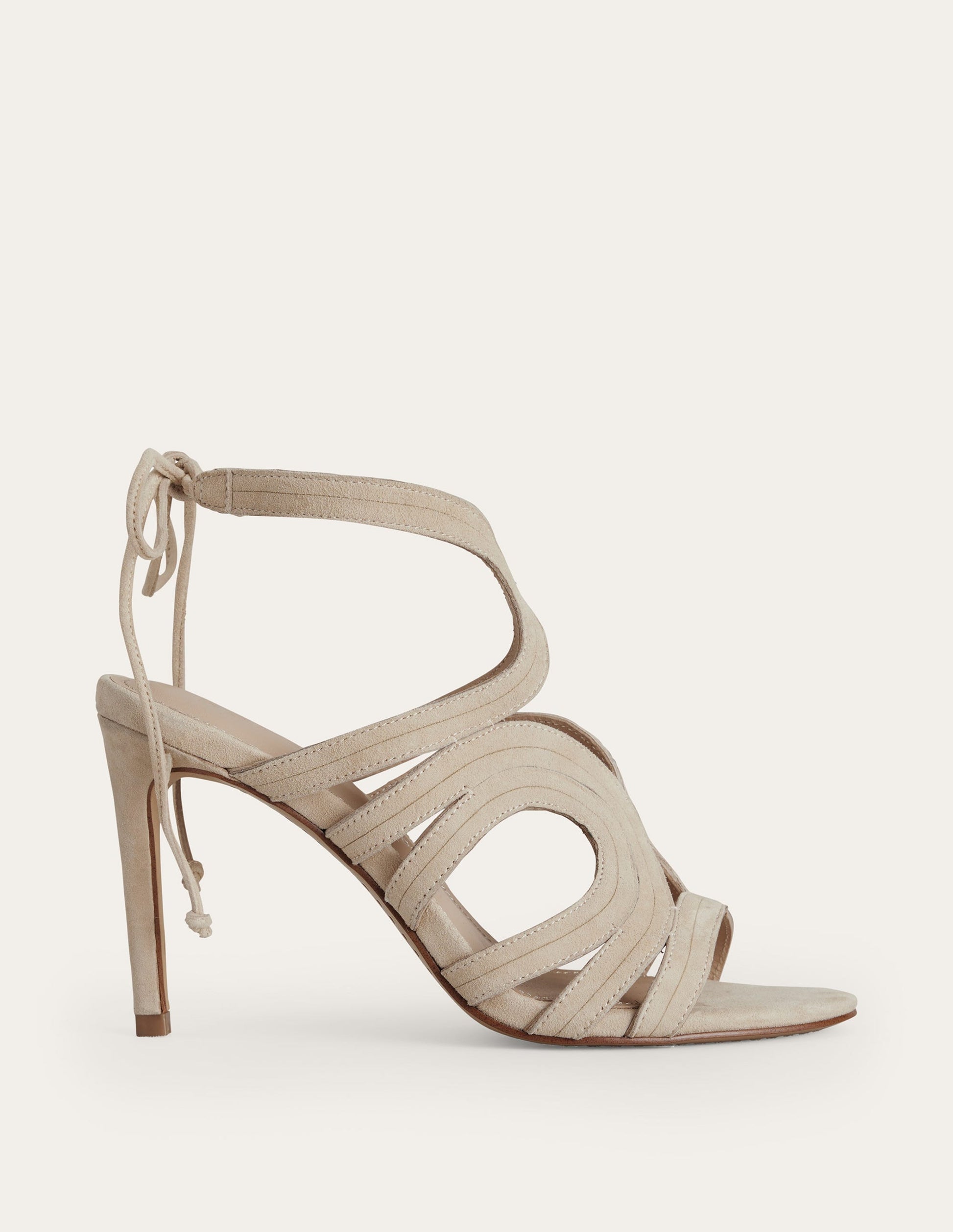 Cut Out Heeled Sandals-Oatmeal Suede-2