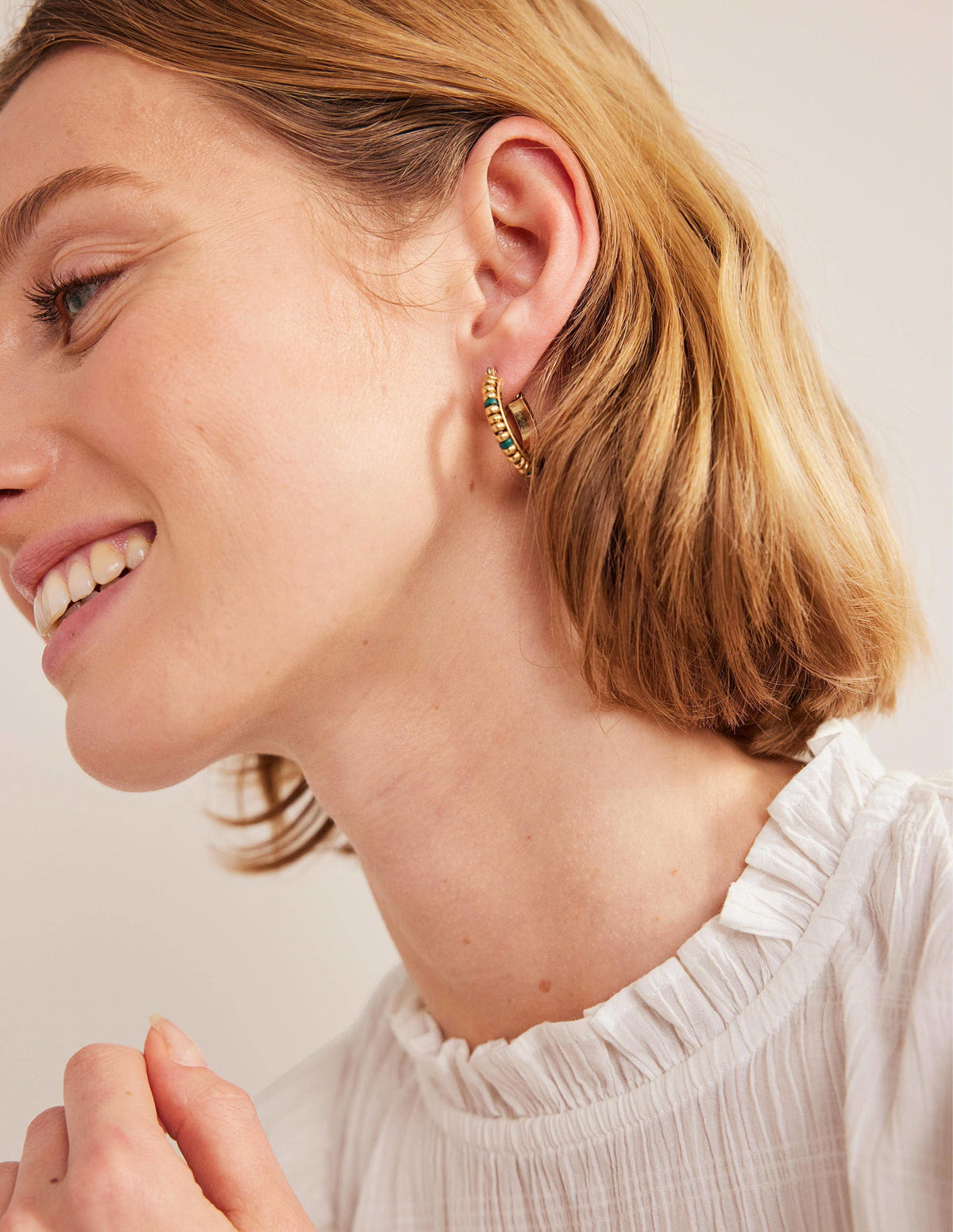Small Beaded Hoops-Green-1