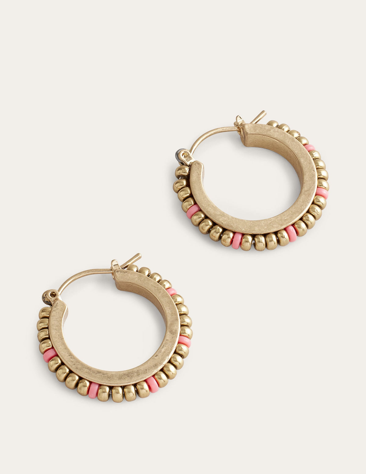 Small Beaded Hoops-Pink-1