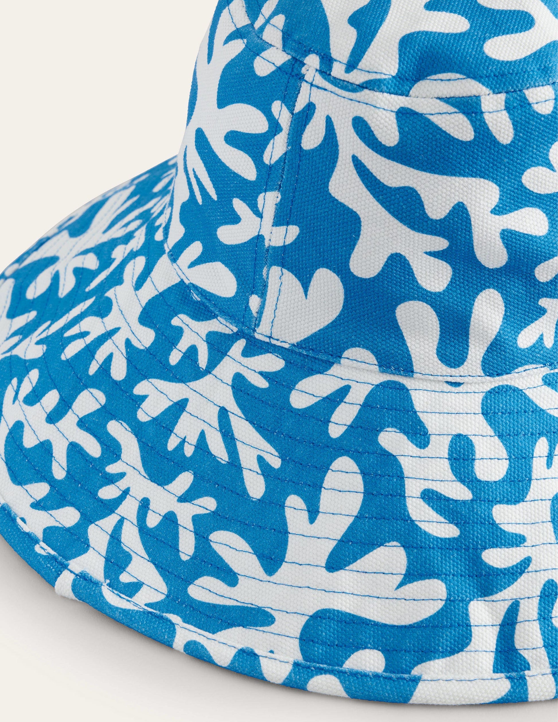 Printed Canvas Bucket Hat-Blue Coral-4