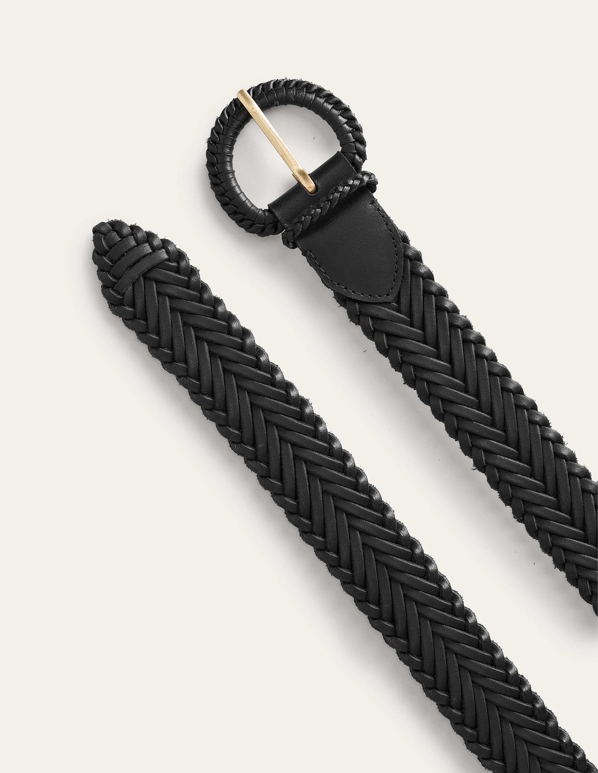 Woven Leather Belt-Black - Image 3
