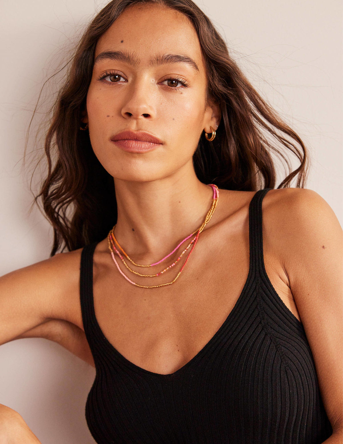 Beaded Necklace-Pink Multi - Image 1