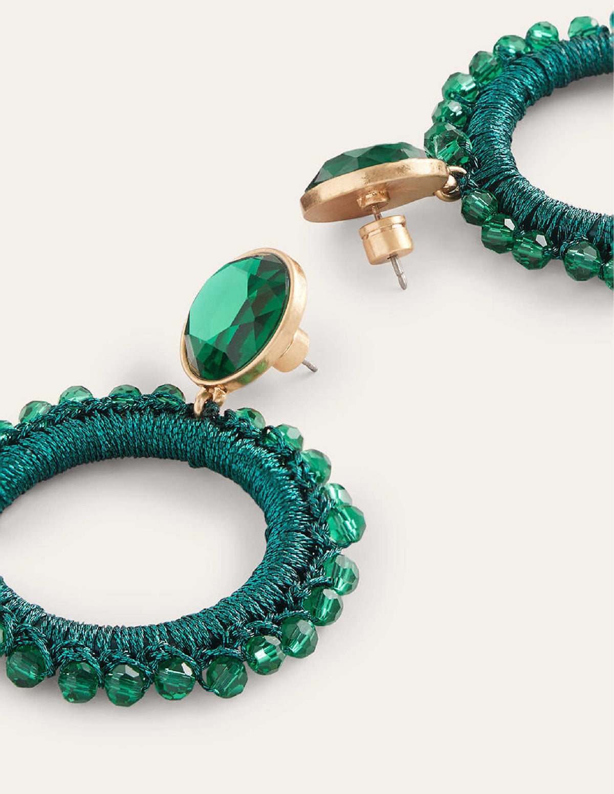Beady Ring Earrings-Green - Image 3