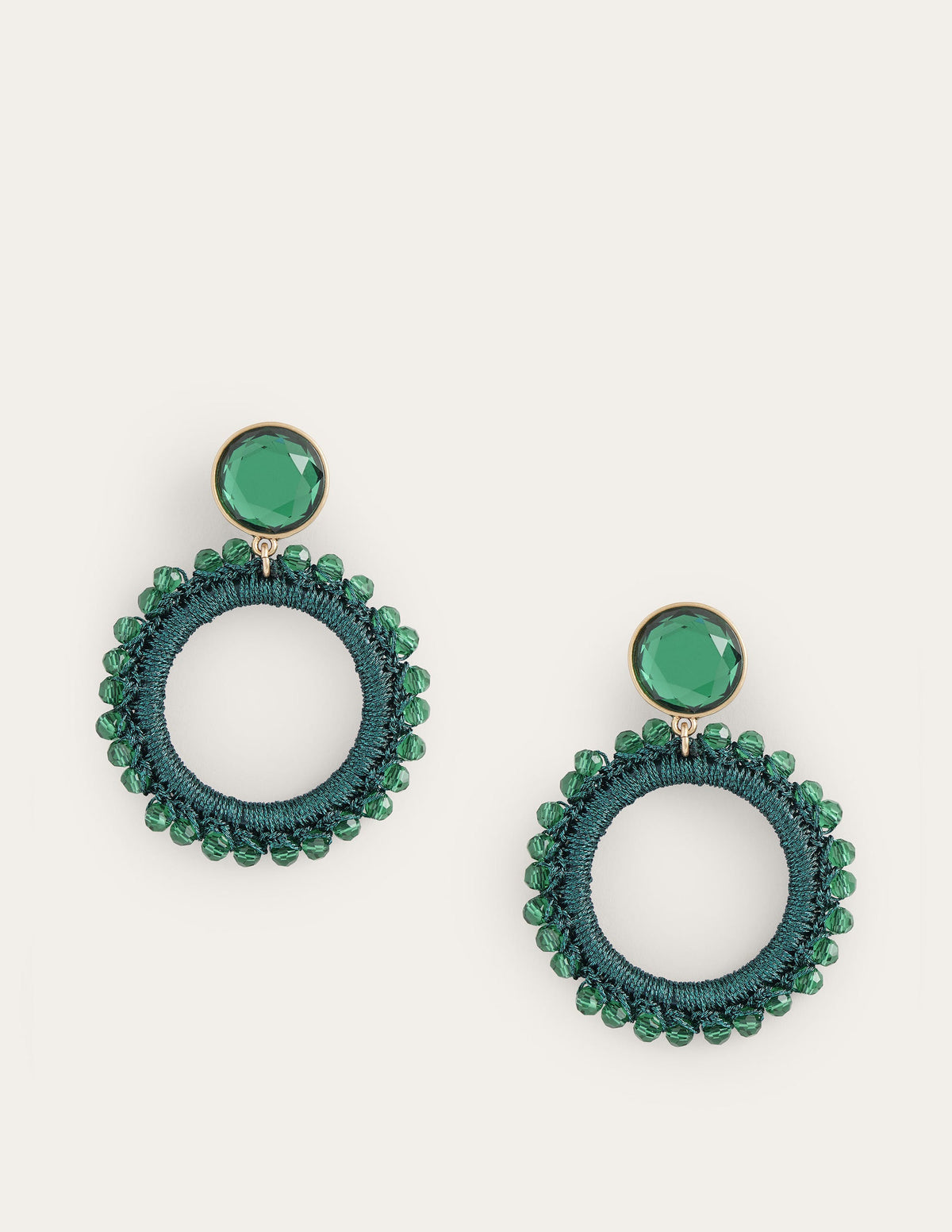 Beady Ring Earrings-Green-4