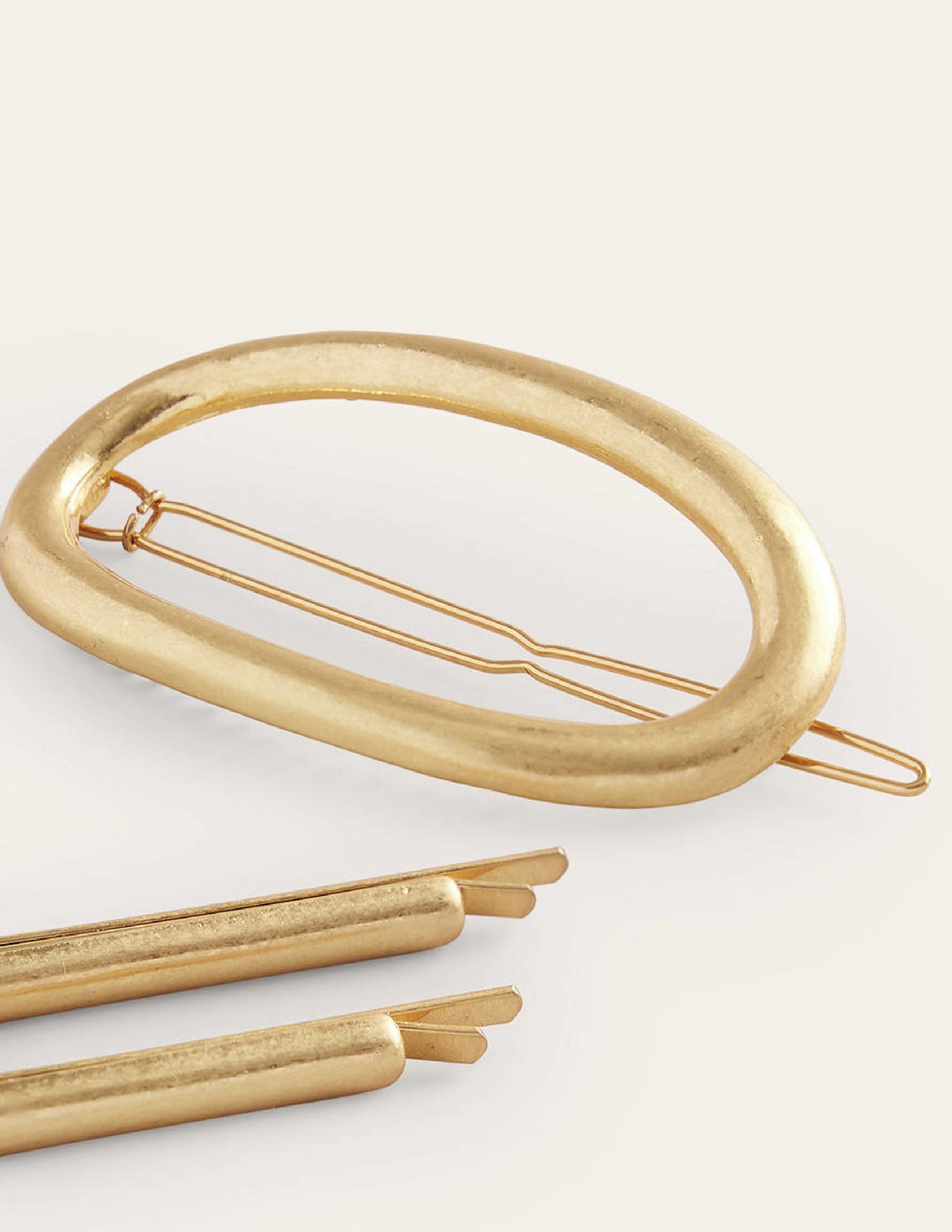 3 Pack Metal Hairslides-Gold-3