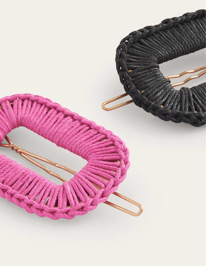 2 Pack Buckle Hairslides-Black/ Amazing Pink-3