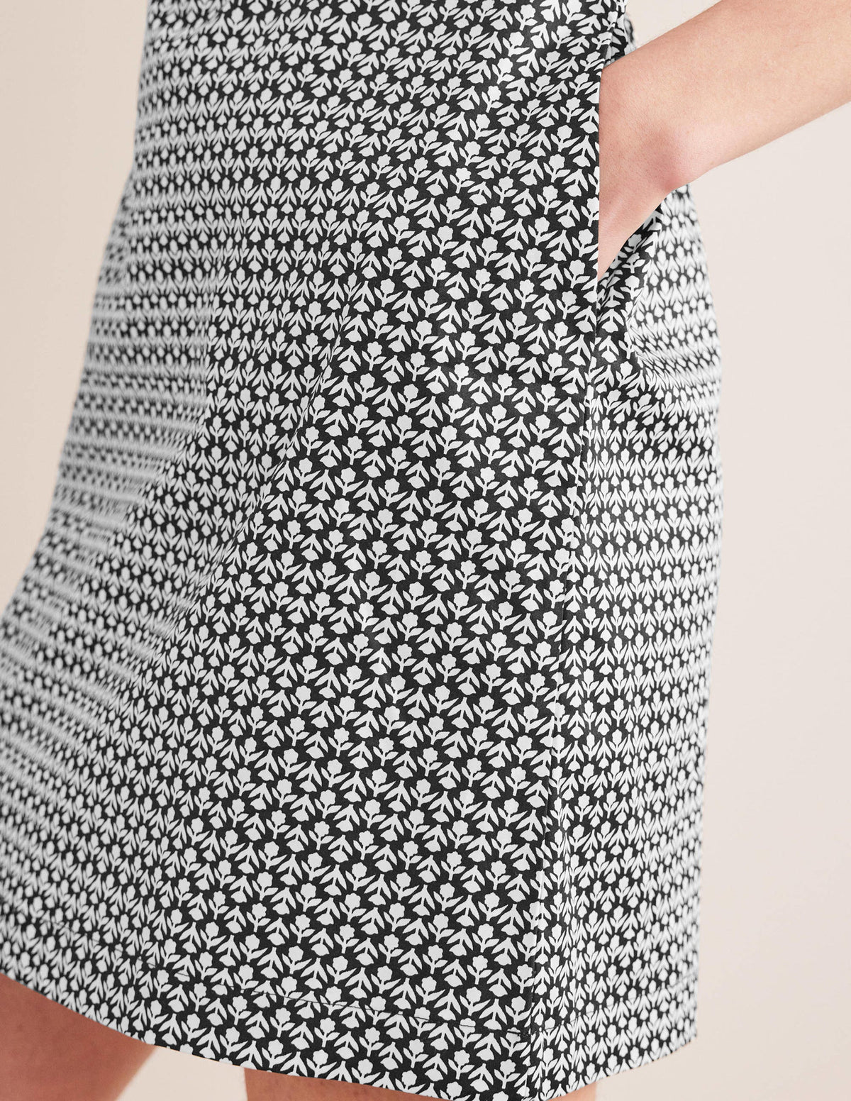 Cotton Mini Shift Dress-Black, Tulip Bud-2
