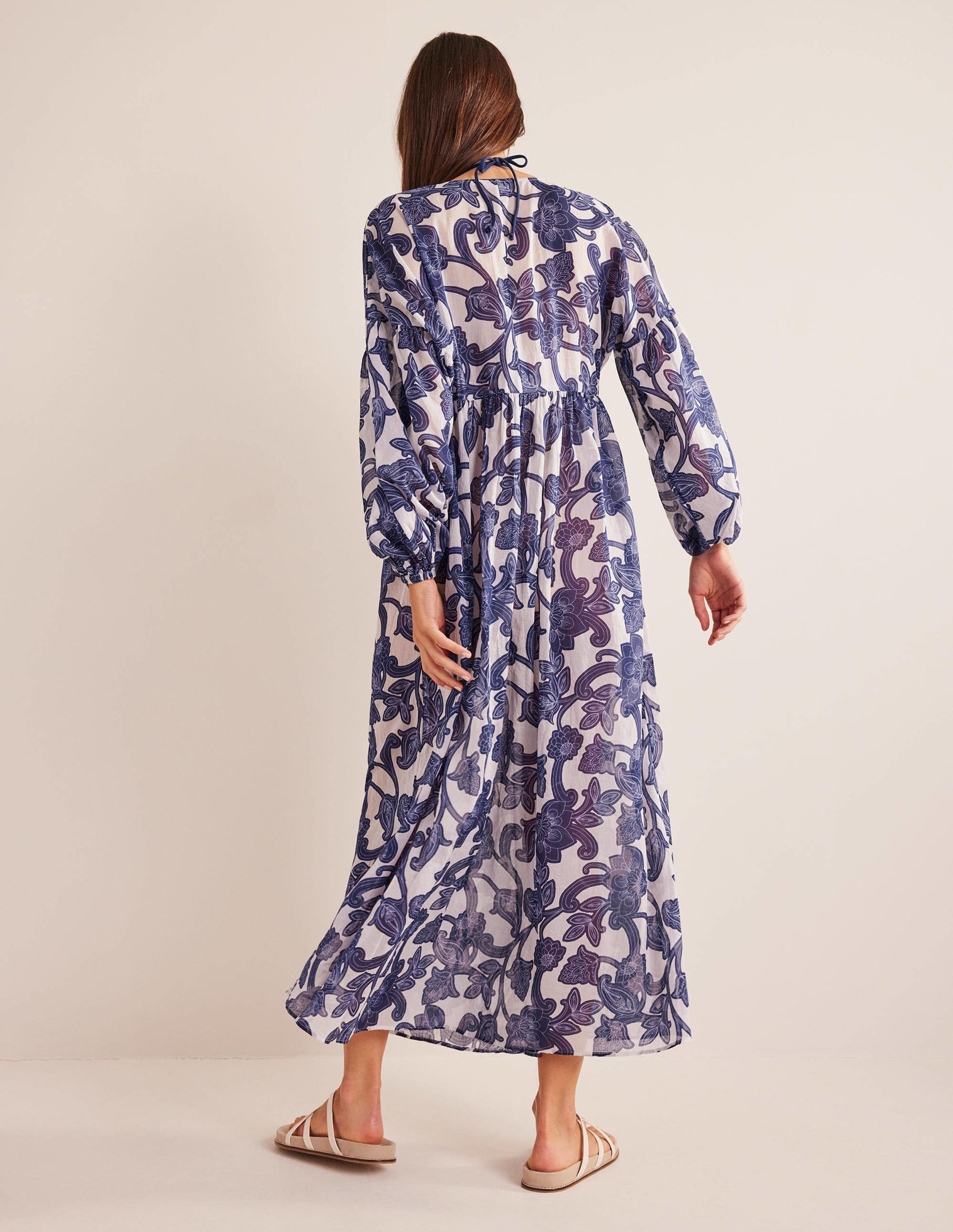 Sarah Maxi Kaftan Dress-Blue Ribbon, Paisley Whirl - Image 4