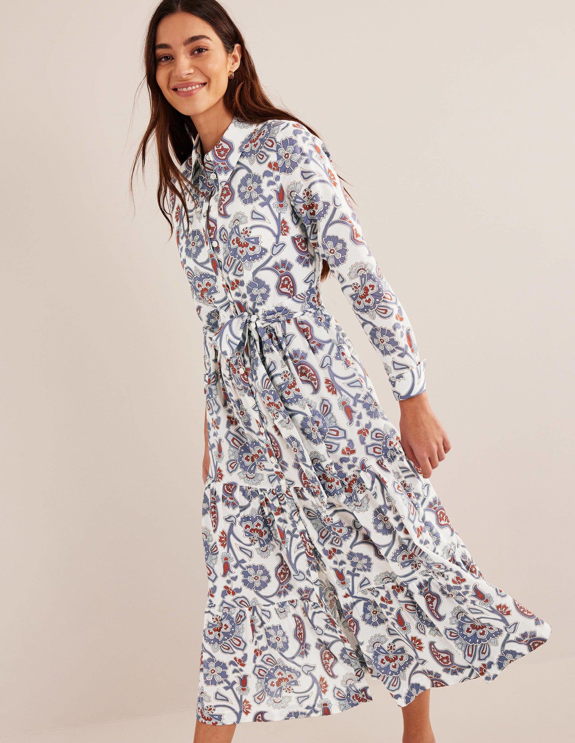 Flo Cotton Midi Shirt Dress-Nightshadow Blue-1