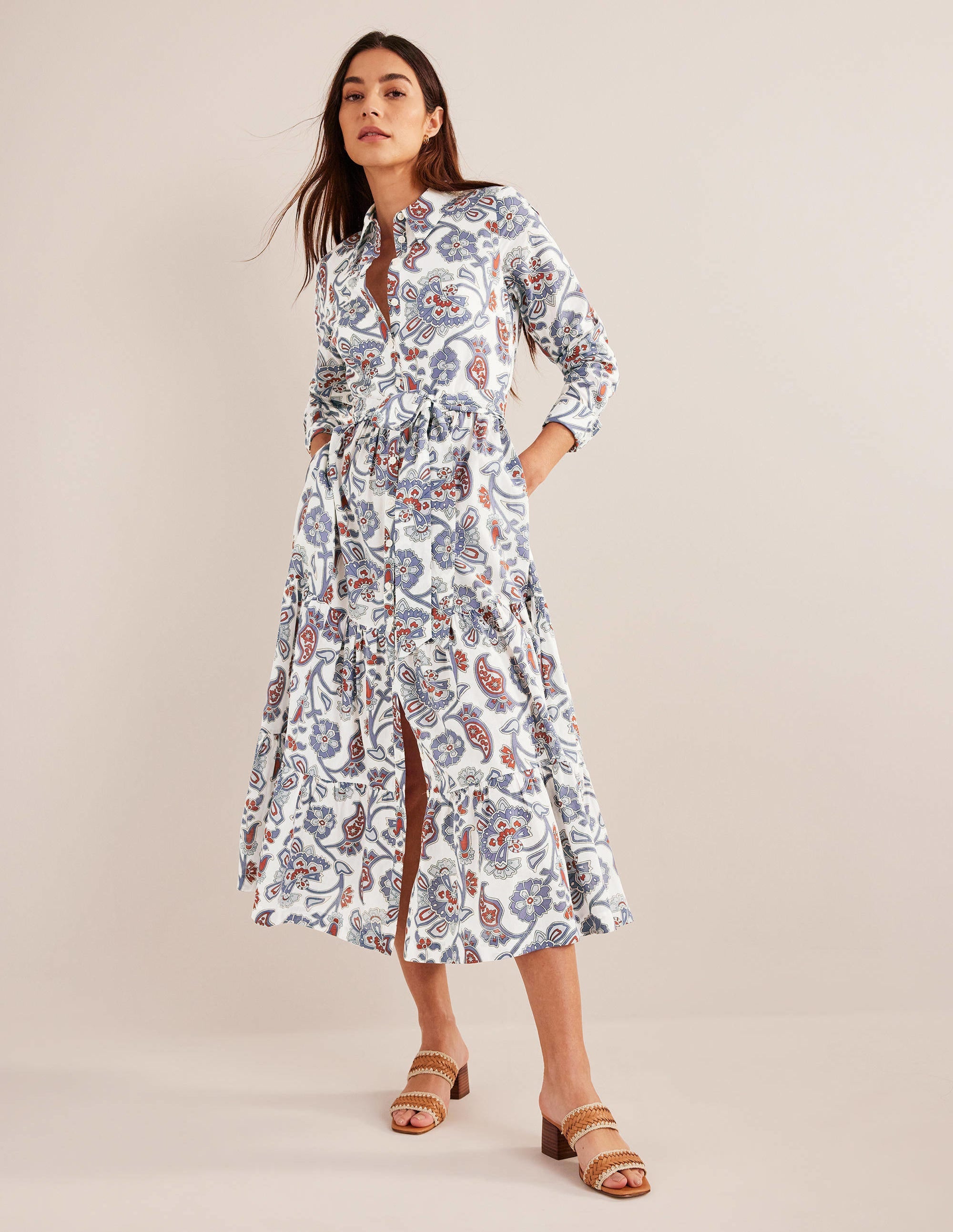 Flo Cotton Midi Shirt Dress-Nightshadow Blue - Image 2