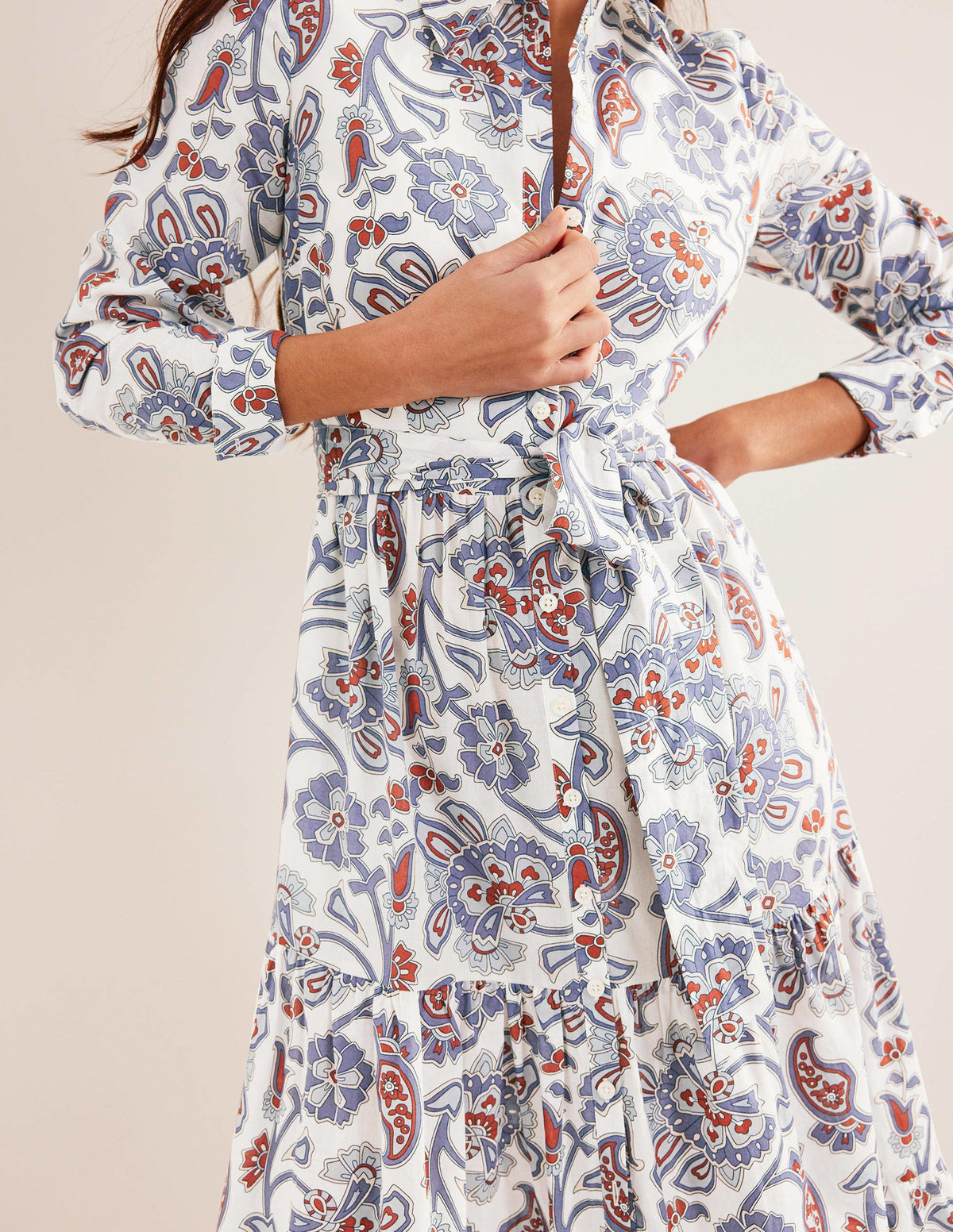 Flo Cotton Midi Shirt Dress-Nightshadow Blue-3