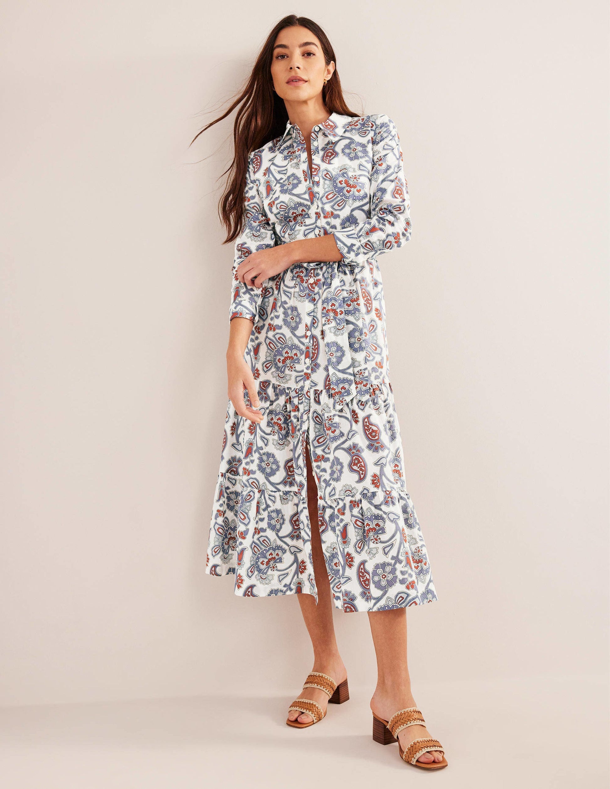 Flo Cotton Midi Shirt Dress-Nightshadow Blue-5