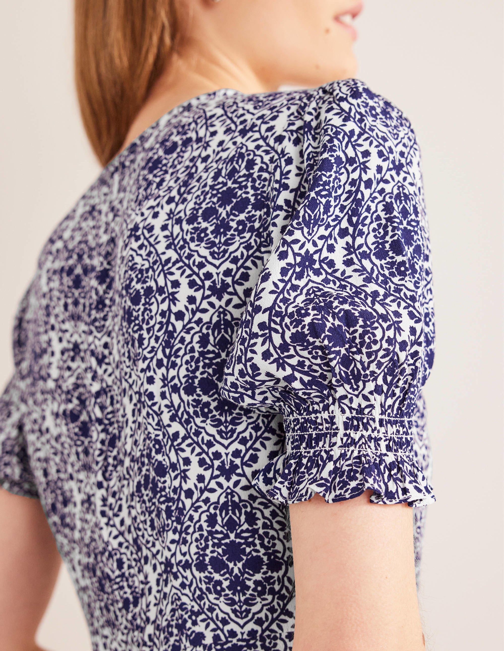 Corinne Midi Tea Dress-Prussian Blue, Vine Terrace - Image 3