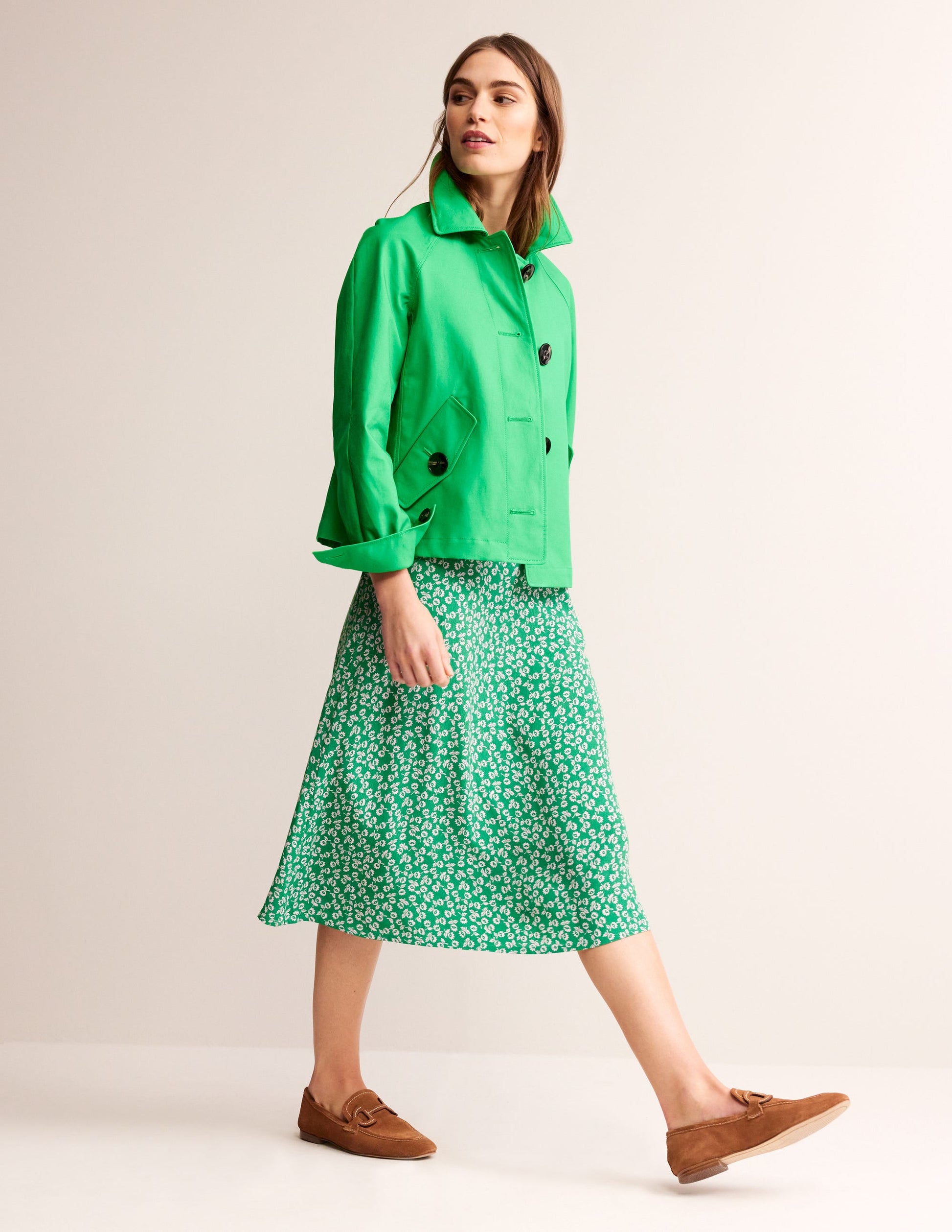 Corinne Midi Tea Dress-Green Tambourine, Ditsy Bud-5