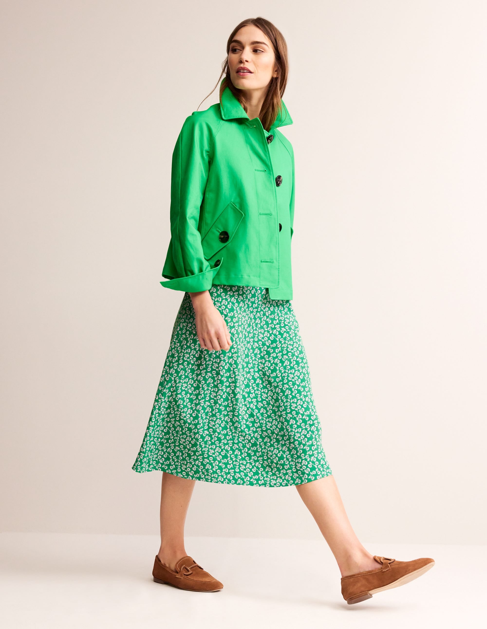 Corinne Midi Tea Dress-Green Tambourine, Ditsy Bud - Image 5