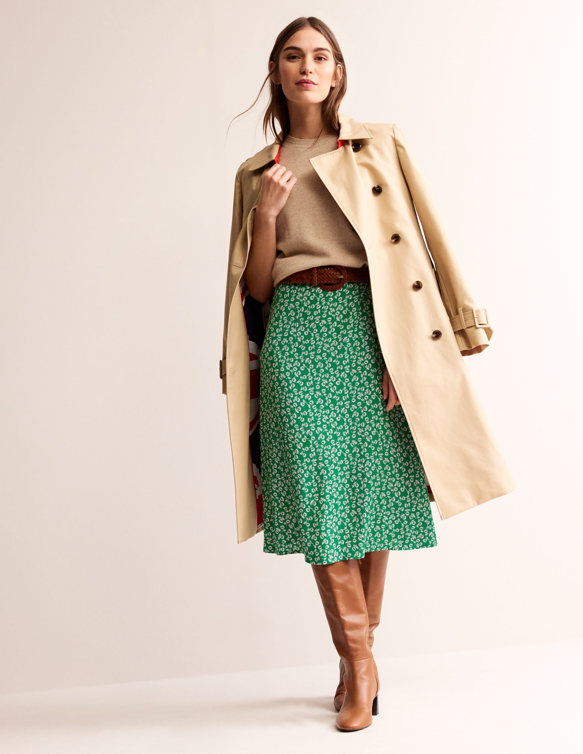 Corinne Midi Tea Dress-Green Tambourine, Ditsy Bud - Image 7
