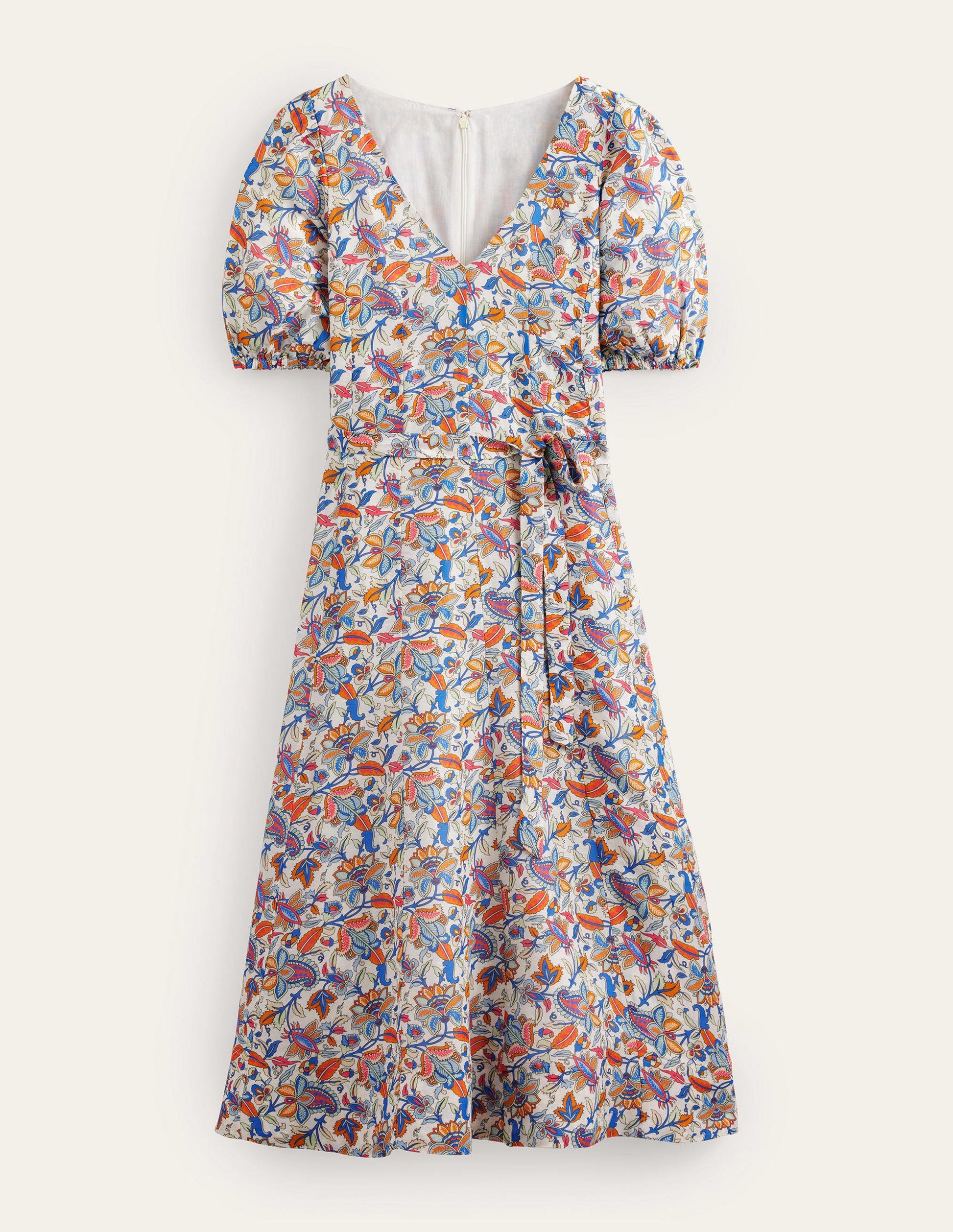 Full Skirt Panelled Midi Dress-Nebulas Blue, Paisley Vine-6