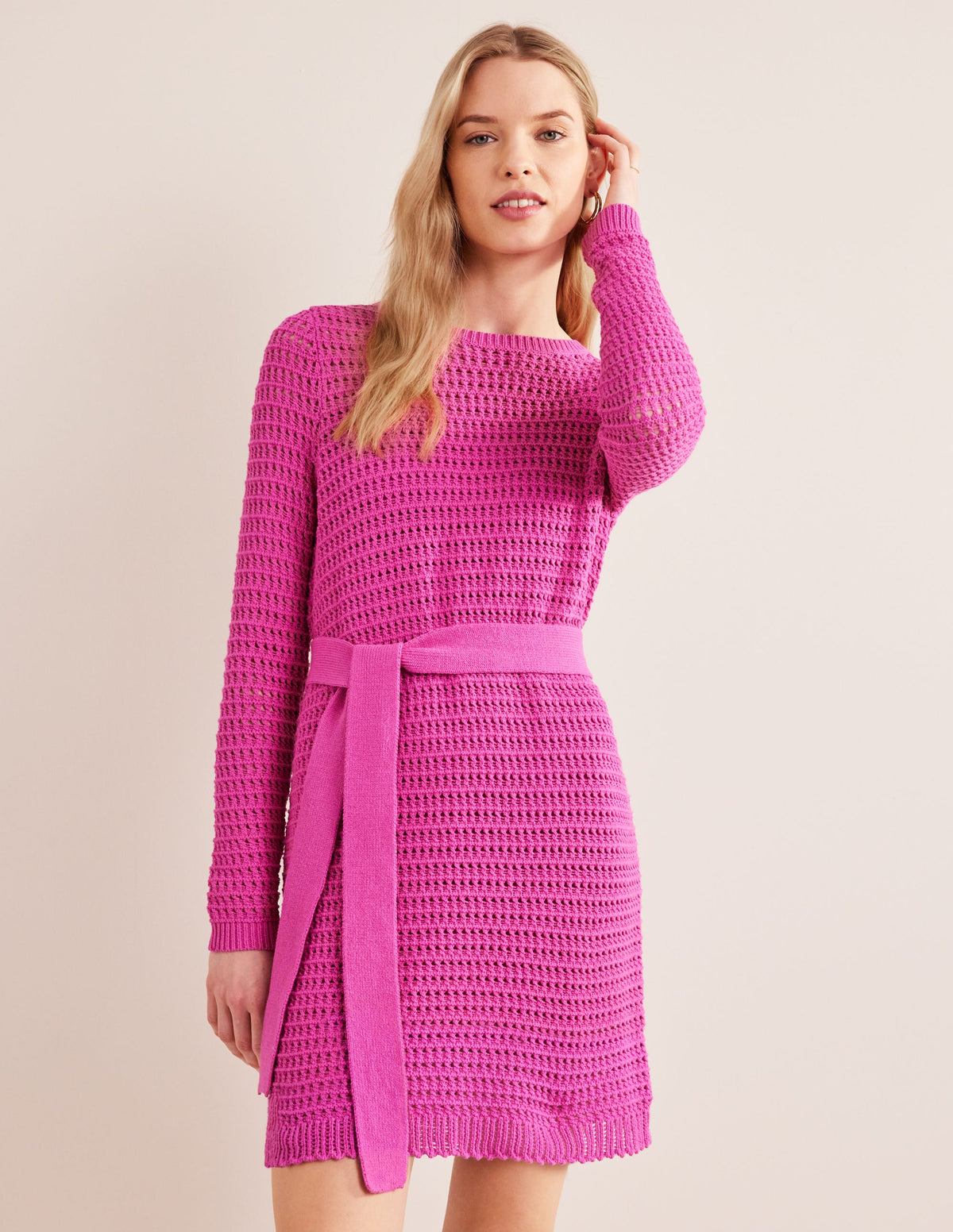 Crochet Knit Dress-Rose Violet - Image 1