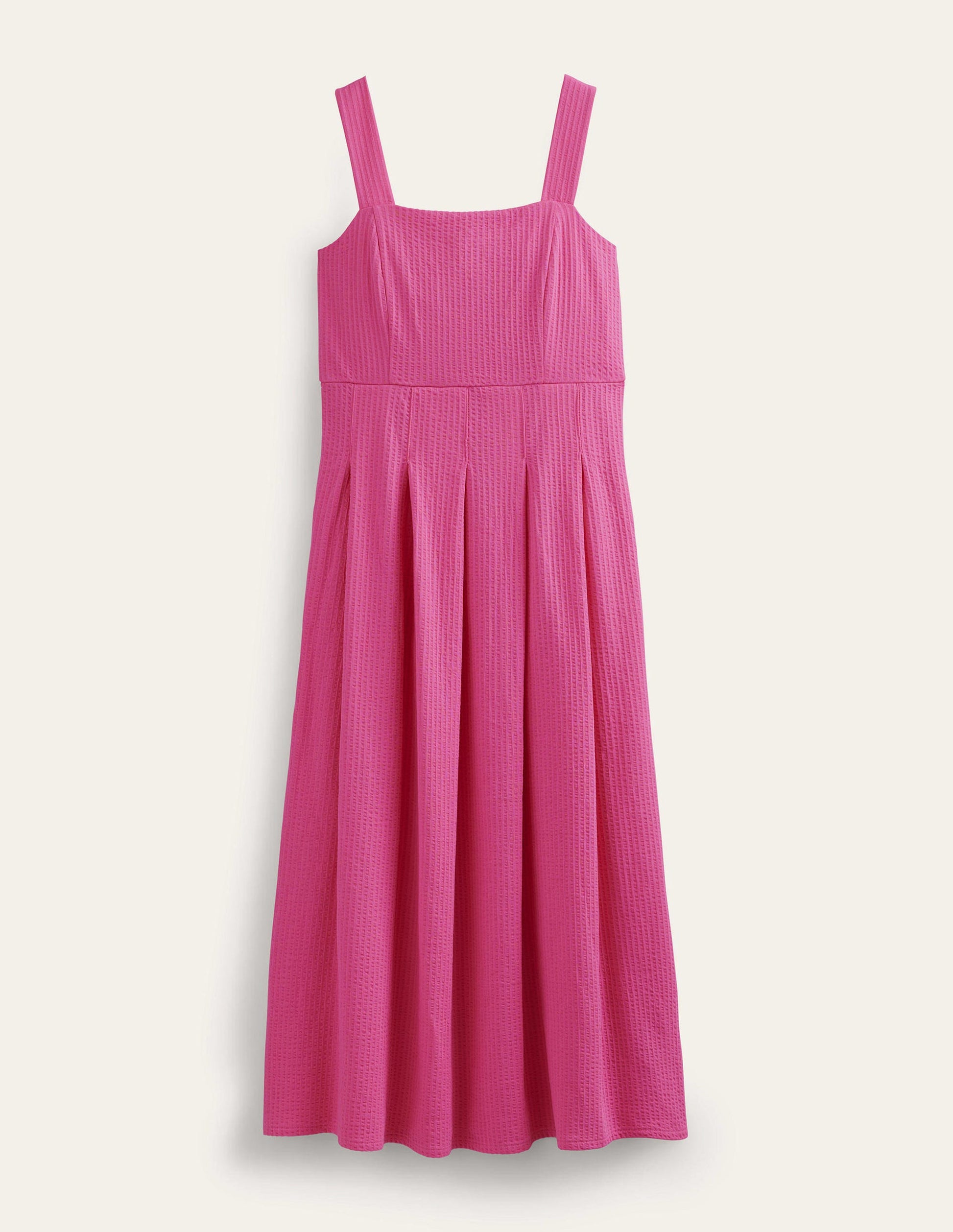 Strappy Seersucker Midi Dress-Festival Pink-5