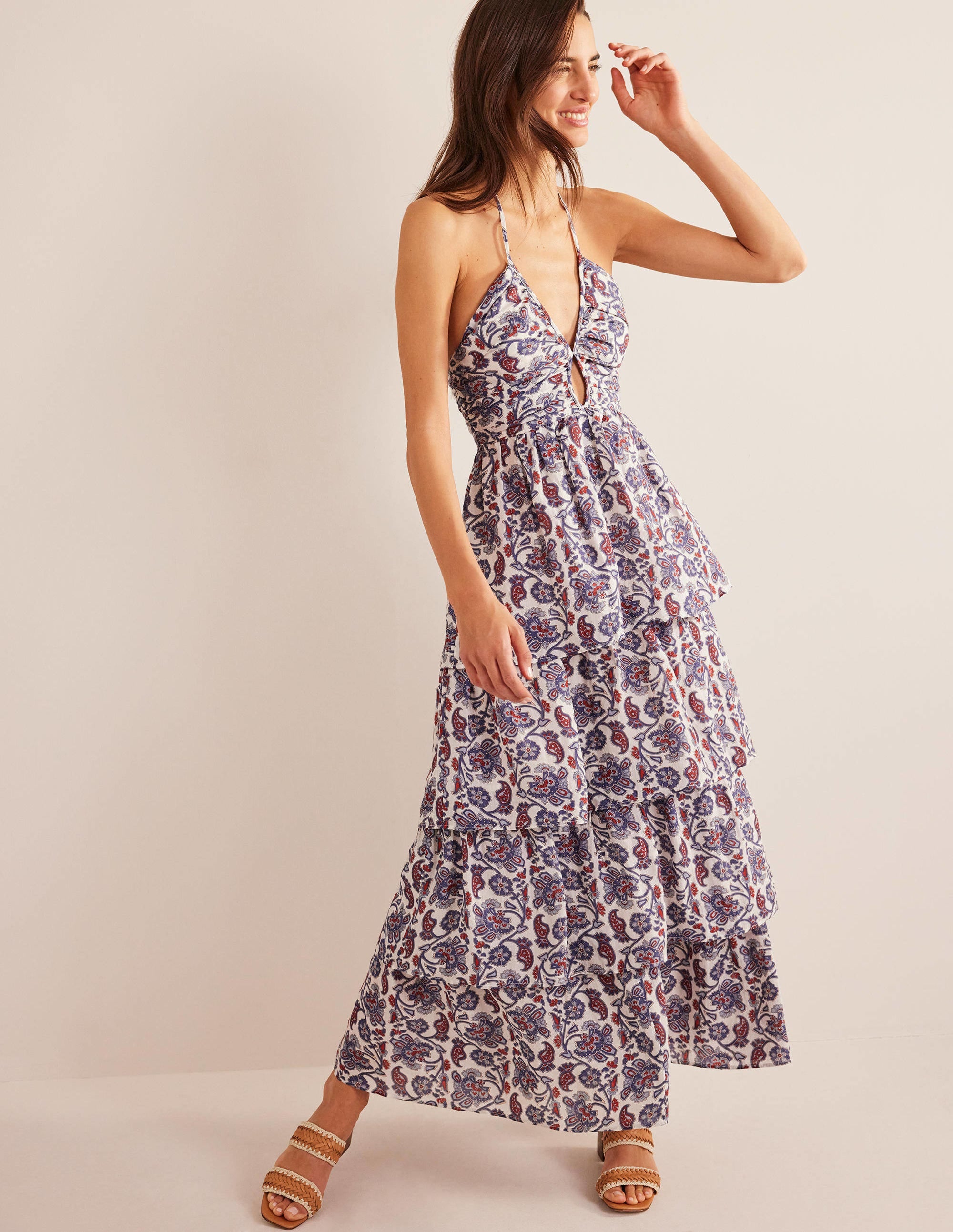 Ruched Tiered Maxi Dress-Nightshadow Blue - Image 4