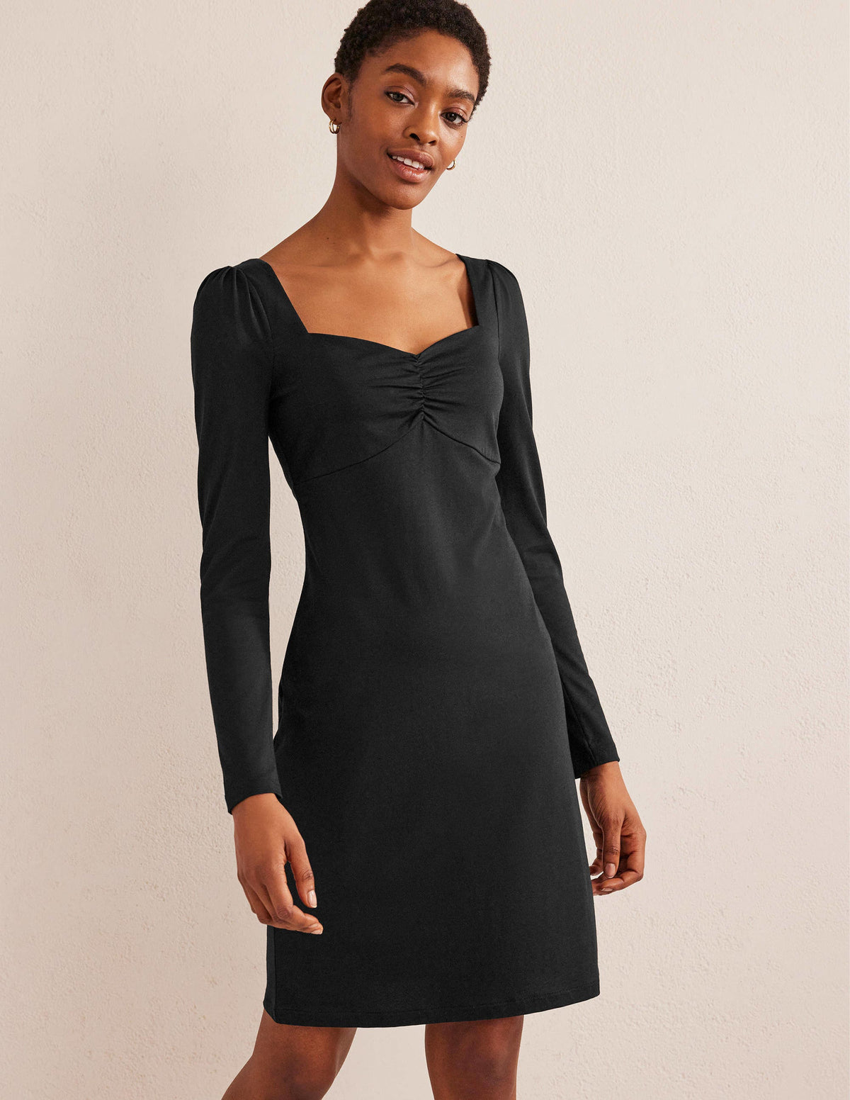 Sweetheart Jersey Mini Dress-Black-1
