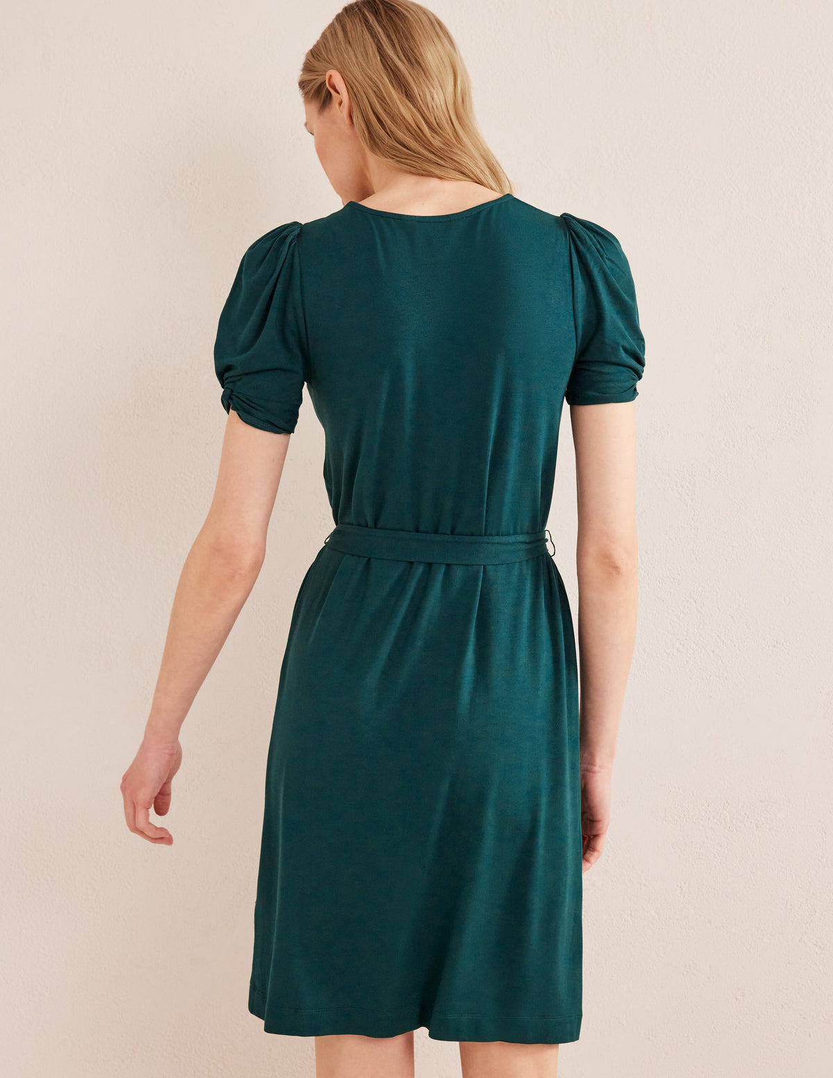 Knot Detail Jersey Mini Dress-Emerald Night-3