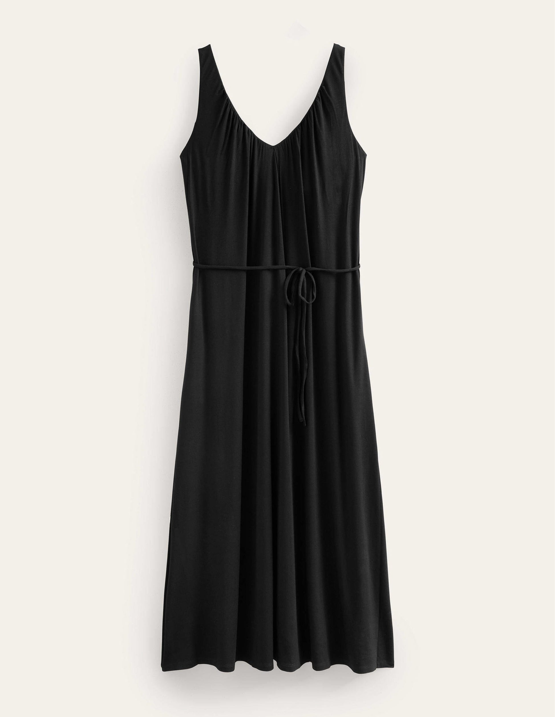 V-Neck Jersey Maxi Dress-Black-5