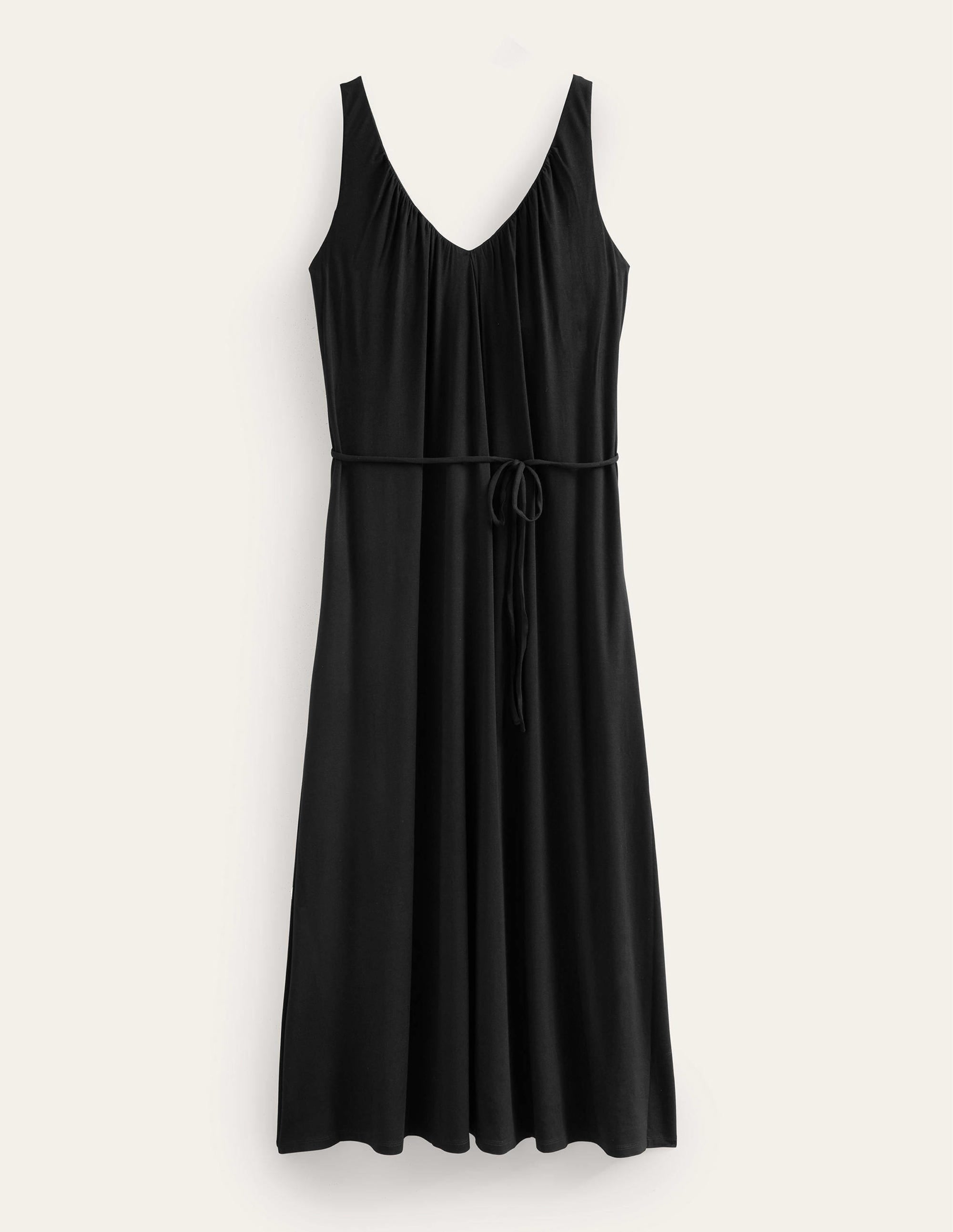 V-Neck Jersey Maxi Dress-Black - Image 5