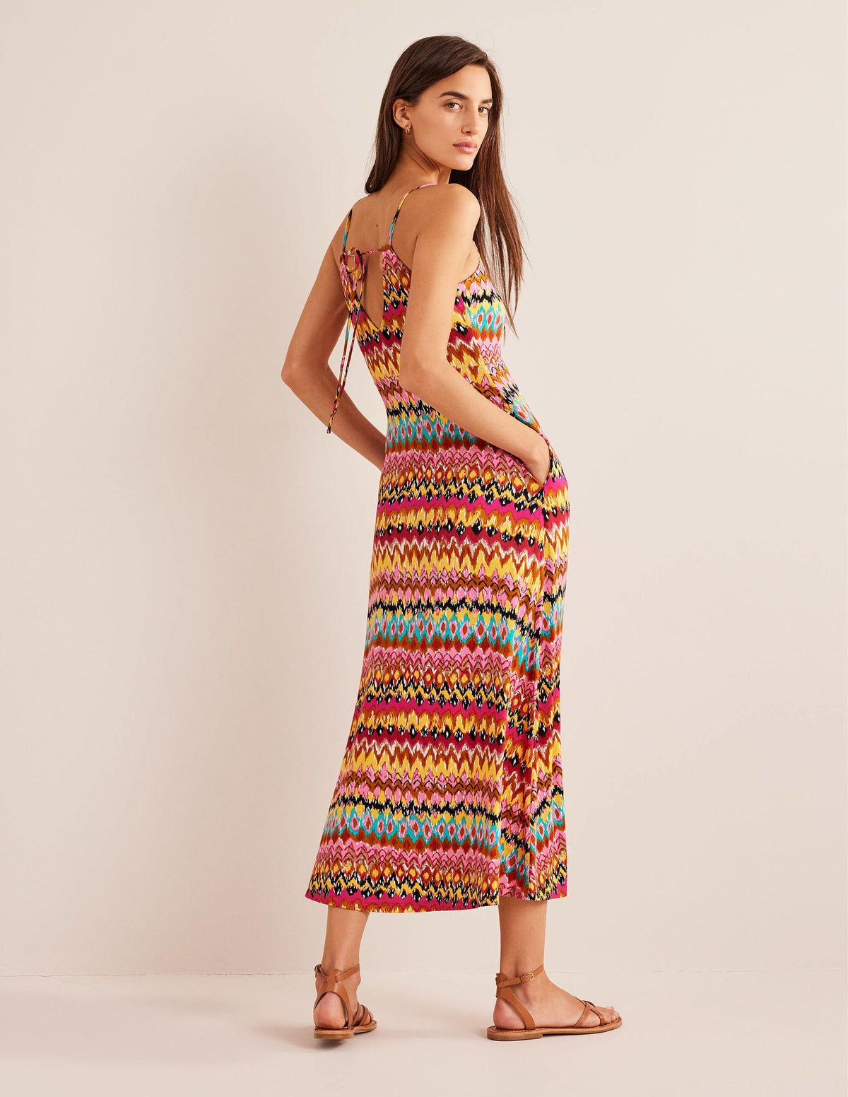 Strappy Jersey Maxi Dress-Multi, Textured Ikat - Image 3