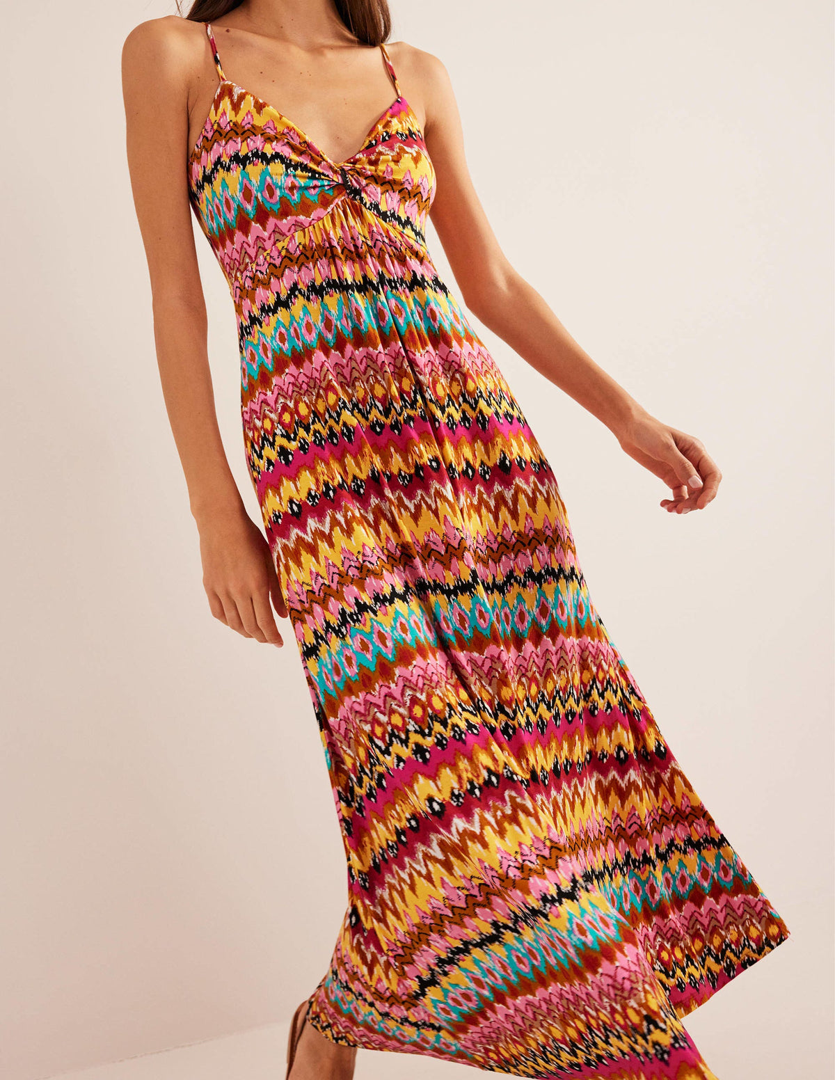 Strappy Jersey Maxi Dress-Multi, Textured Ikat-4