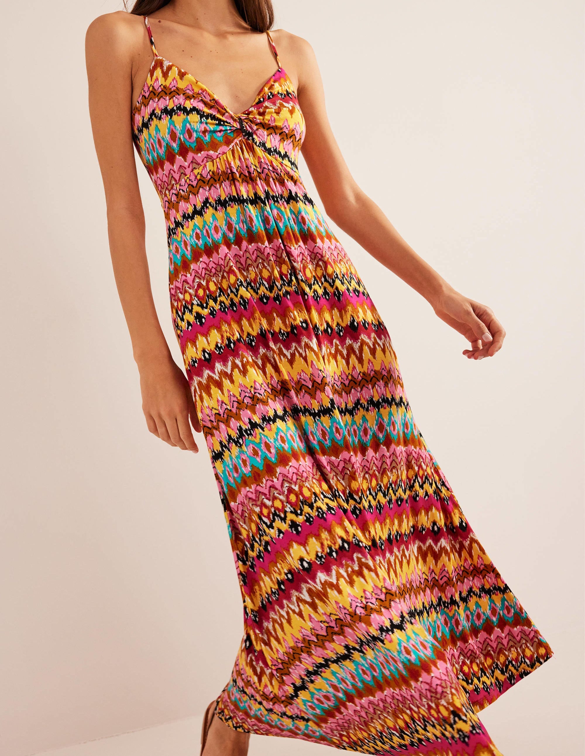 Strappy Jersey Maxi Dress-Multi, Textured Ikat - Image 4