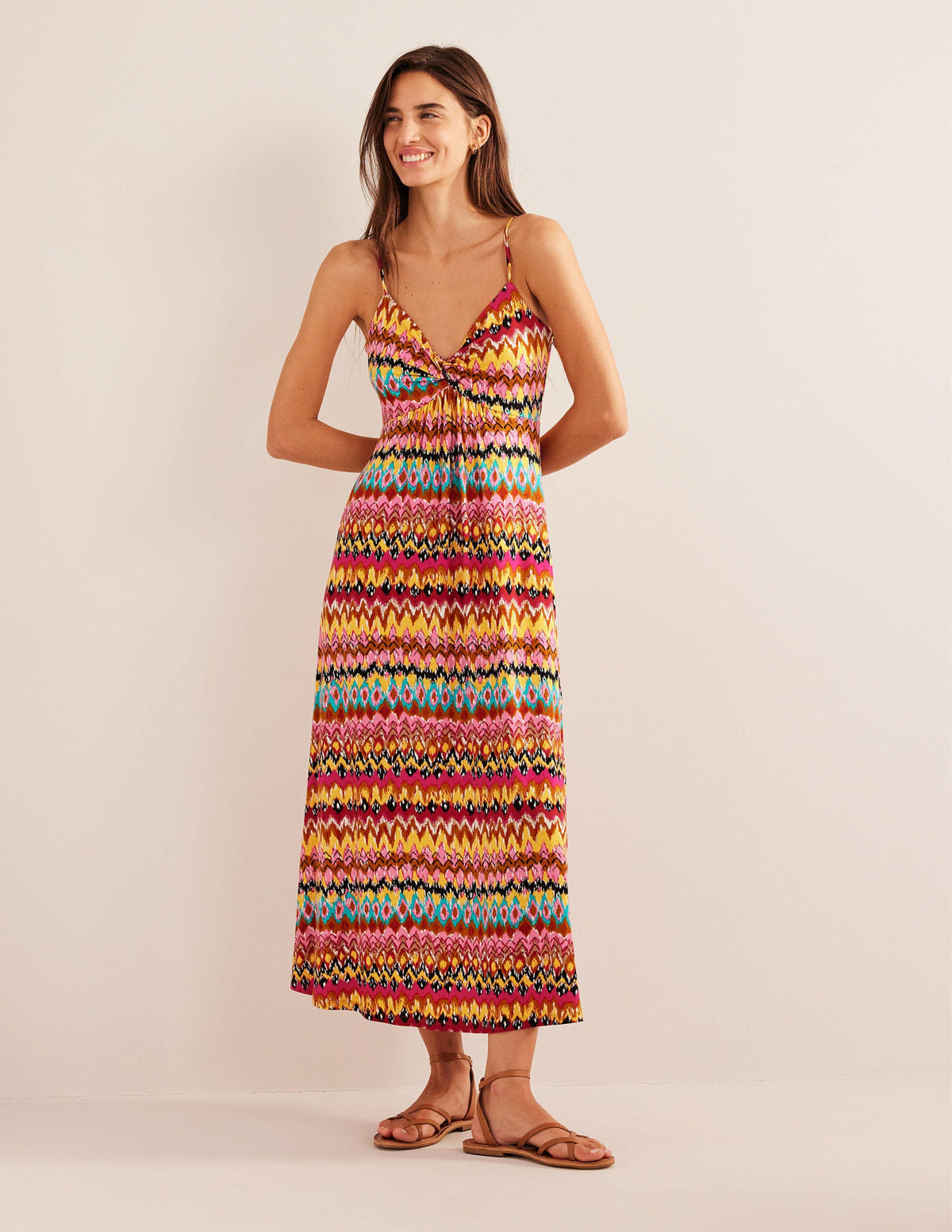 Strappy Jersey Maxi Dress-Multi, Textured Ikat - Image 5