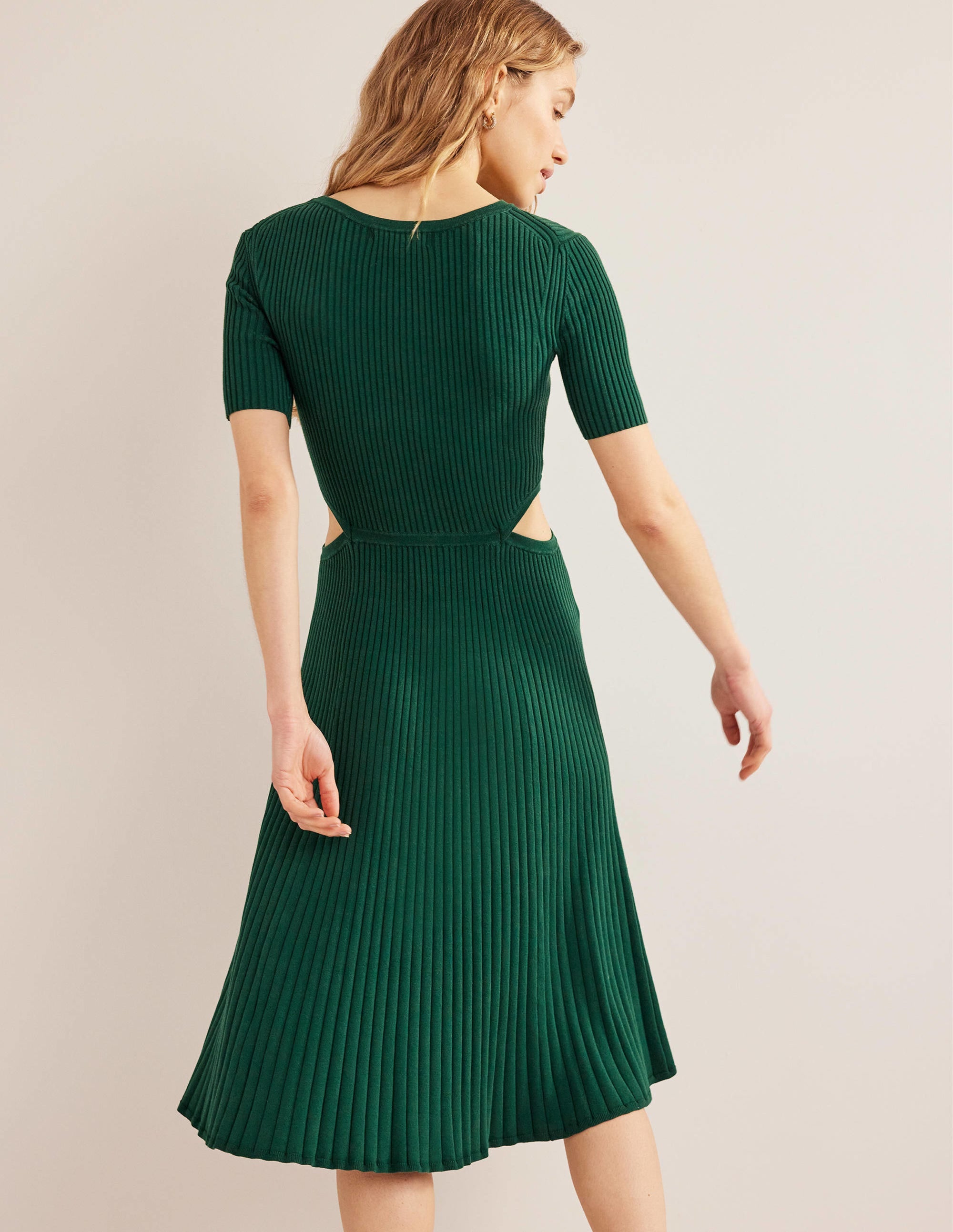 Cut Out Knitted Midi Dress-Emerald Night - Image 4