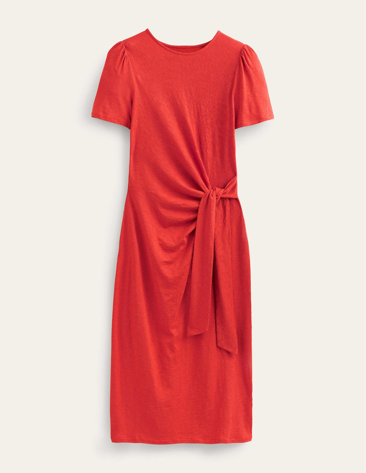 Knot Front Jersey Midi Dress-Rust-6