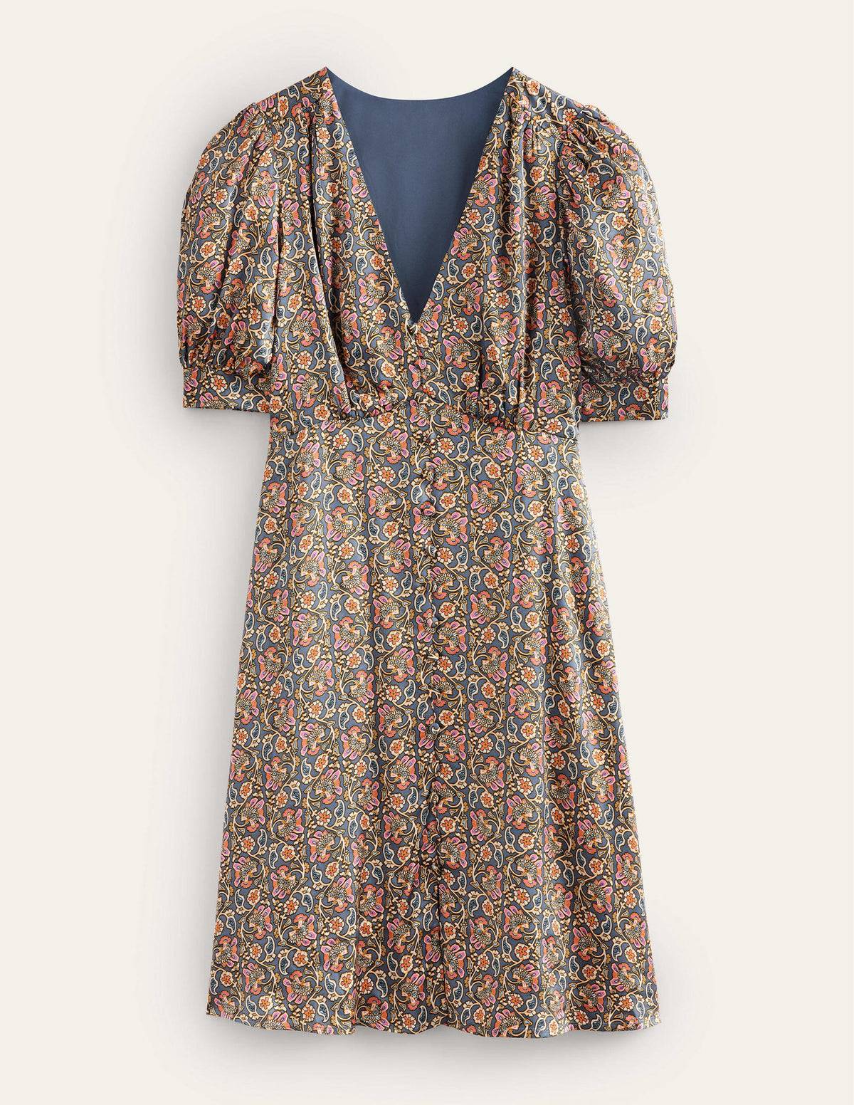 Satin Tea Dress-Nightshadow, Block Paisley - Image 7