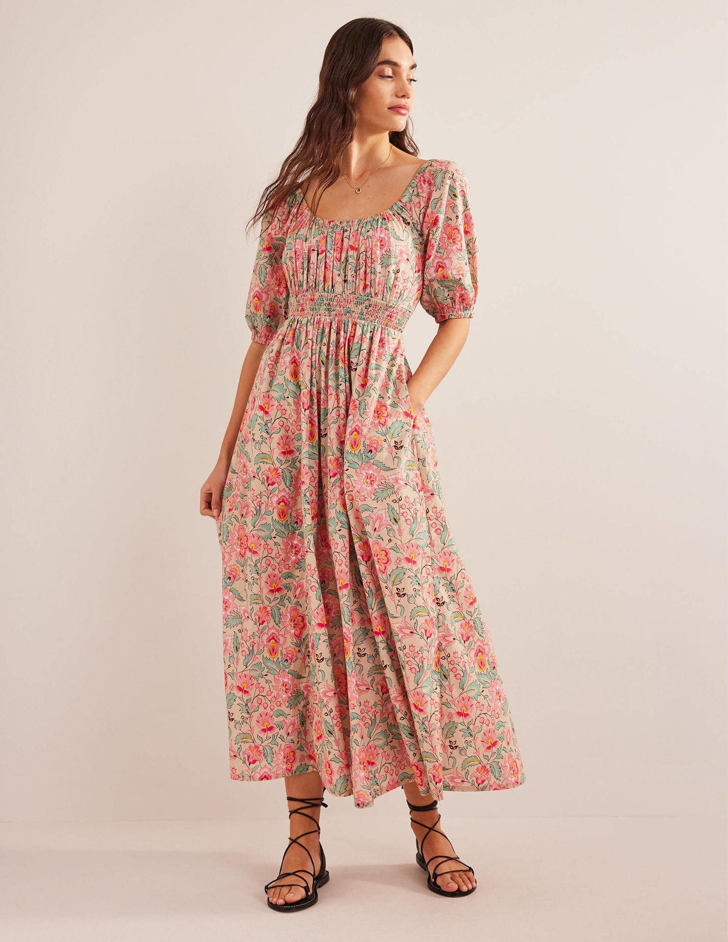 Scoop Neck Maxi Dress-Multi, Gardenia Whirl