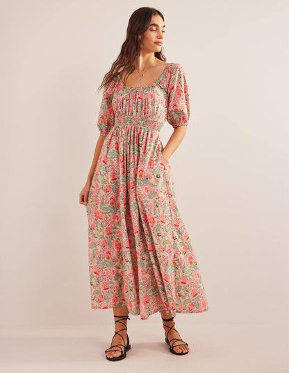 Scoop Neck Maxi Dress-Multi, Gardenia Whirl-1