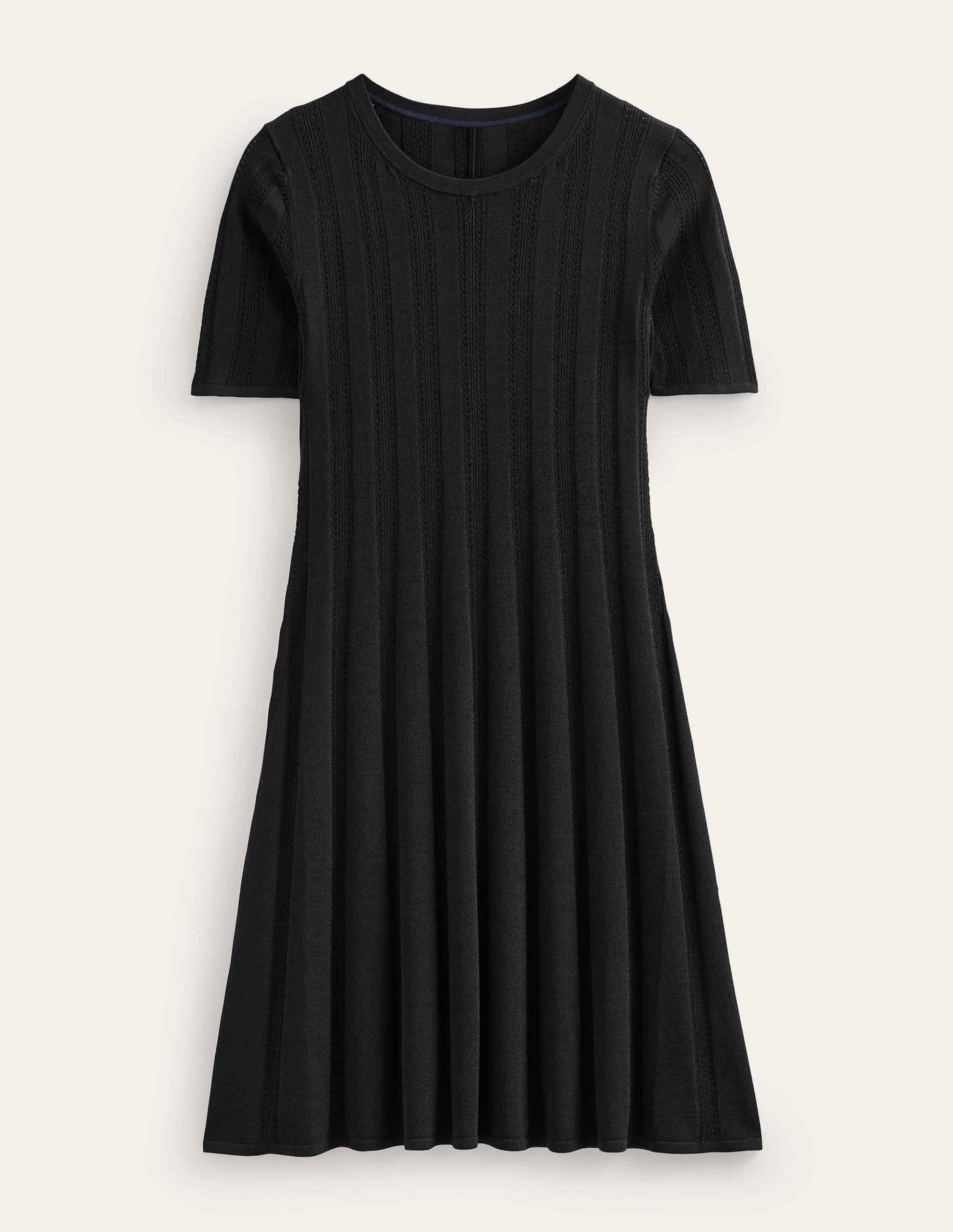 Flared Stitch Mini Dress-Black - Image 6
