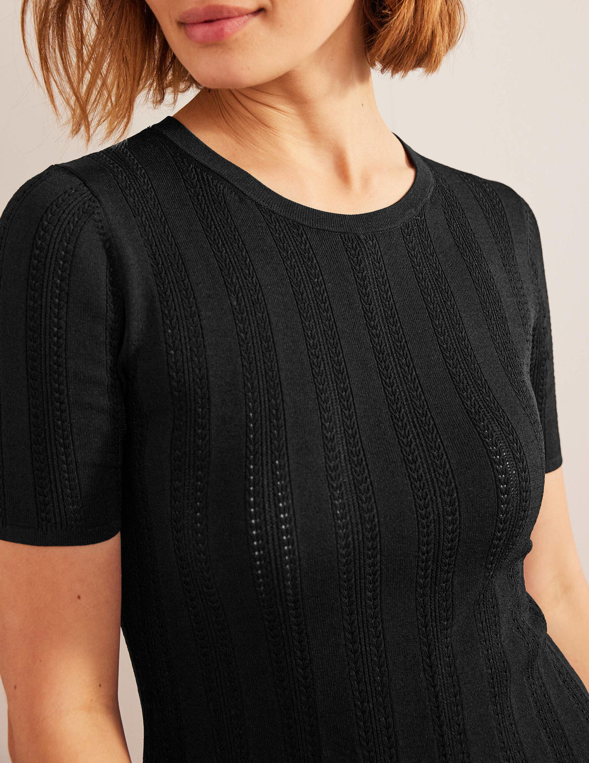 Flared Stitch Mini Dress-Black - Image 2