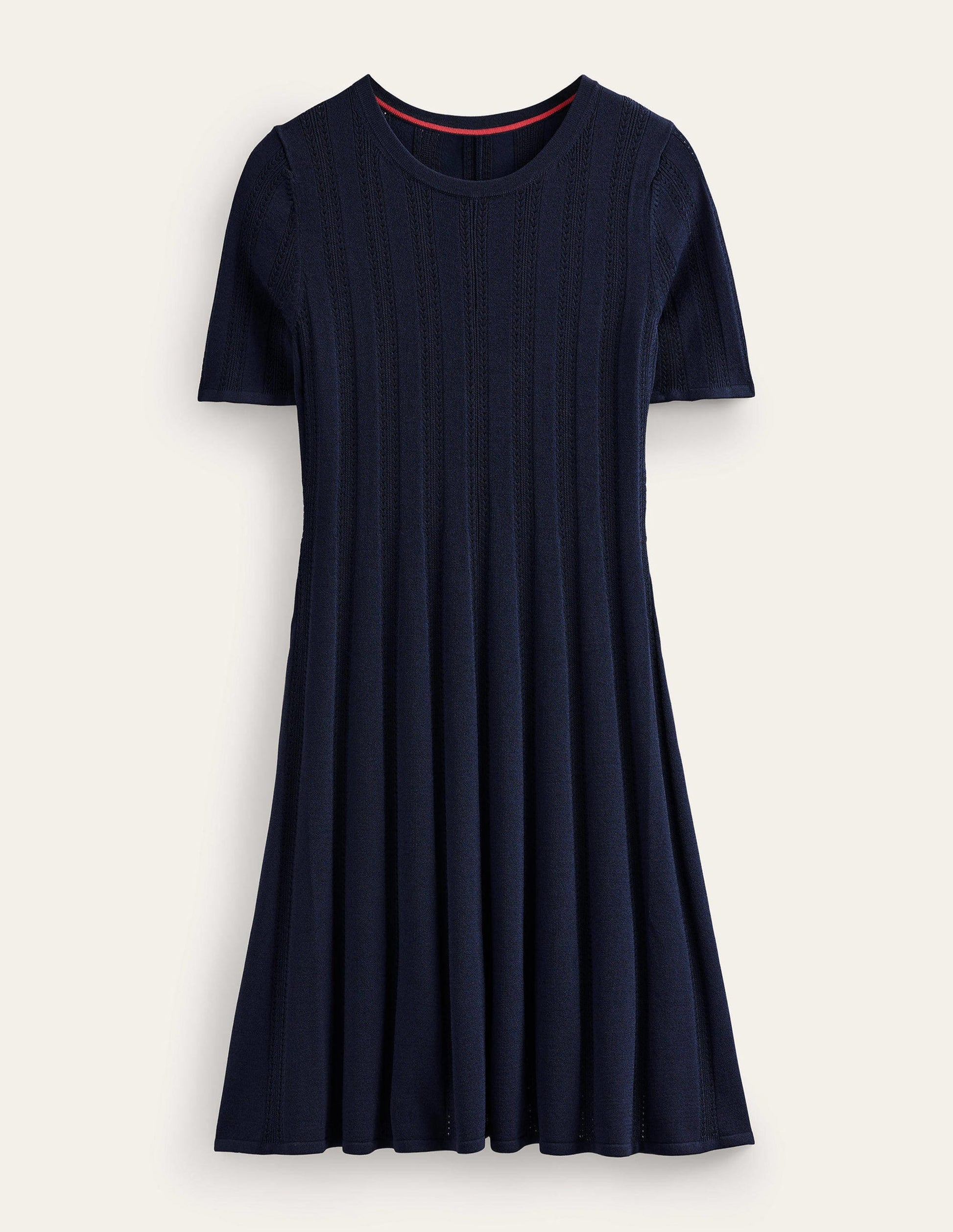 Flared Stitch Mini Dress-Navy-5