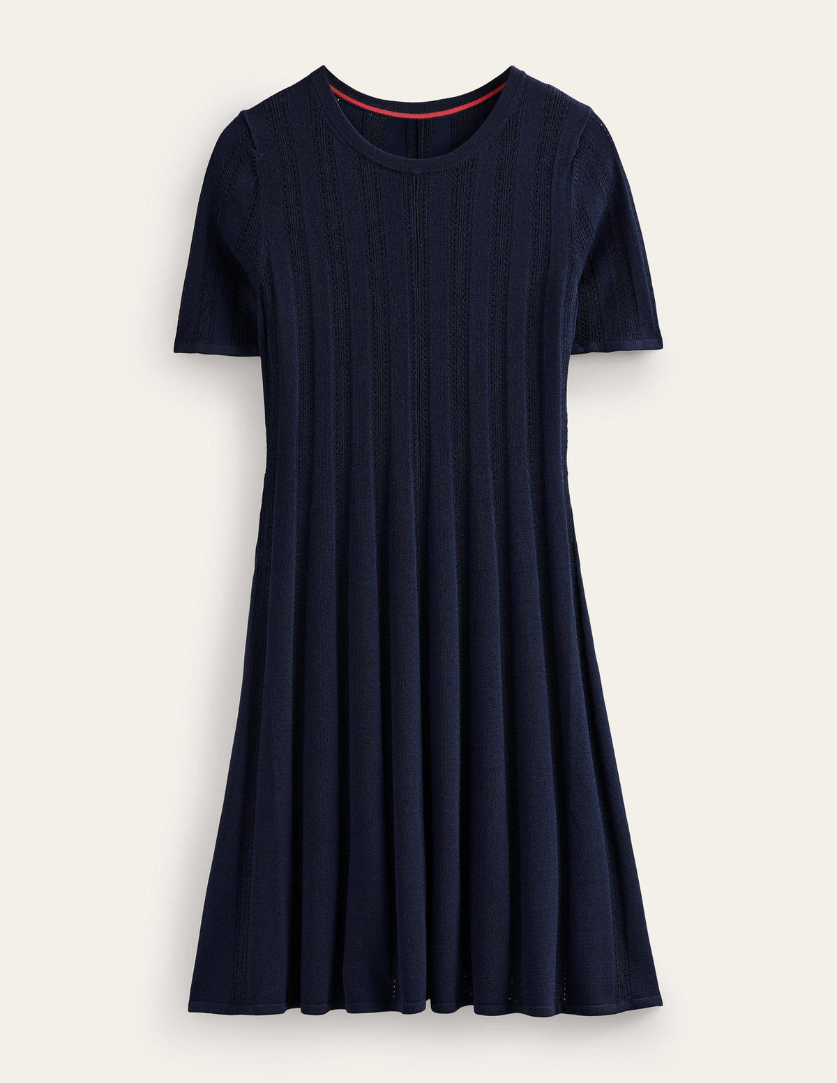 Flared Stitch Mini Dress-Navy - Image 5