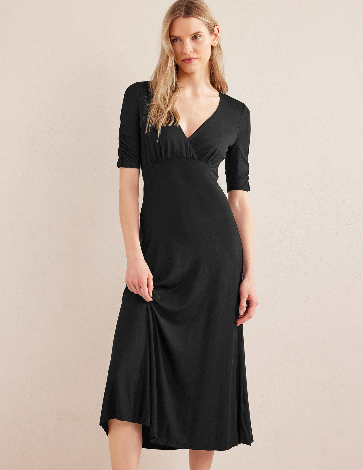 Rebecca Jersey Midi Tea Dress-Black - Image 1