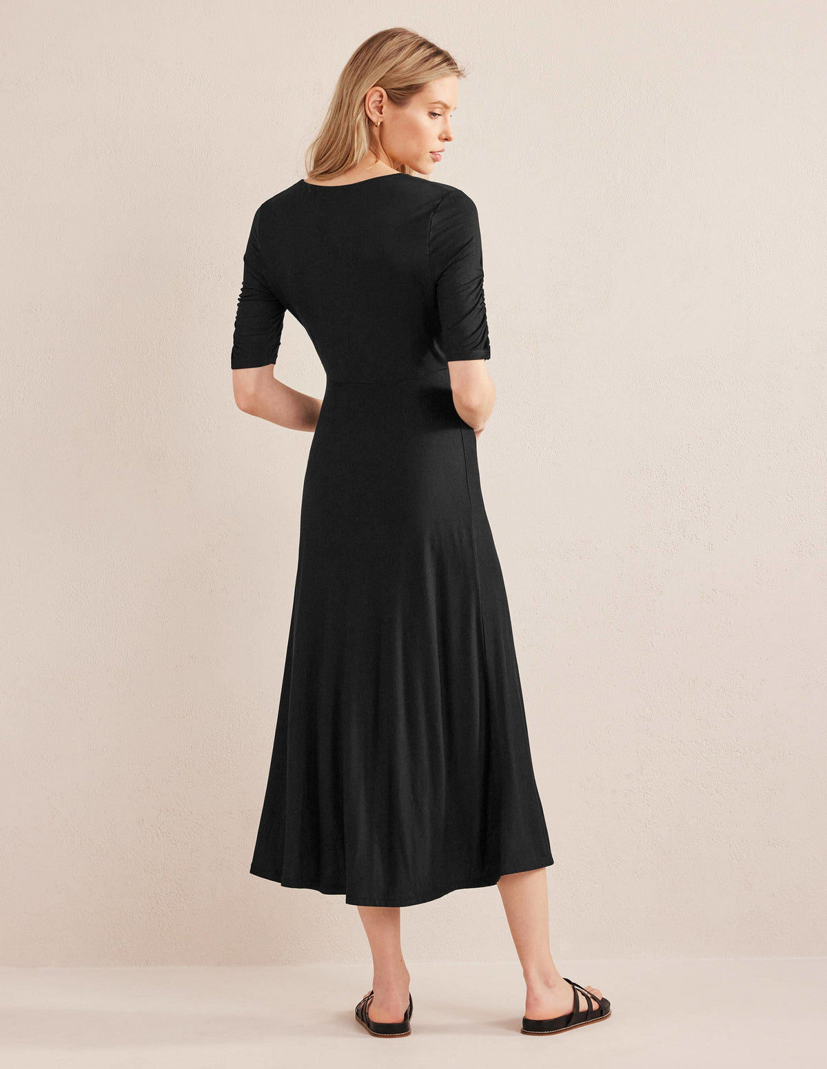Rebecca Jersey Midi Tea Dress-Black-3
